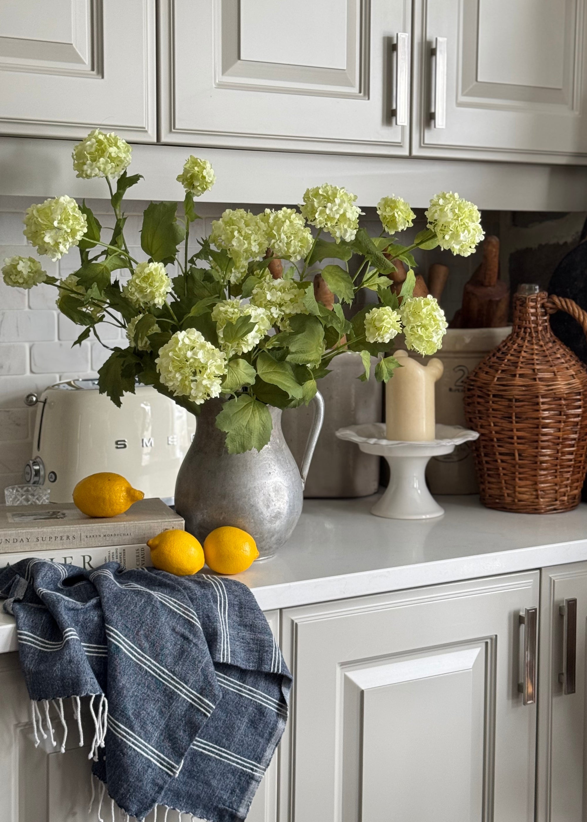 Cream Faux Hydrangea Stem for Vase Styling