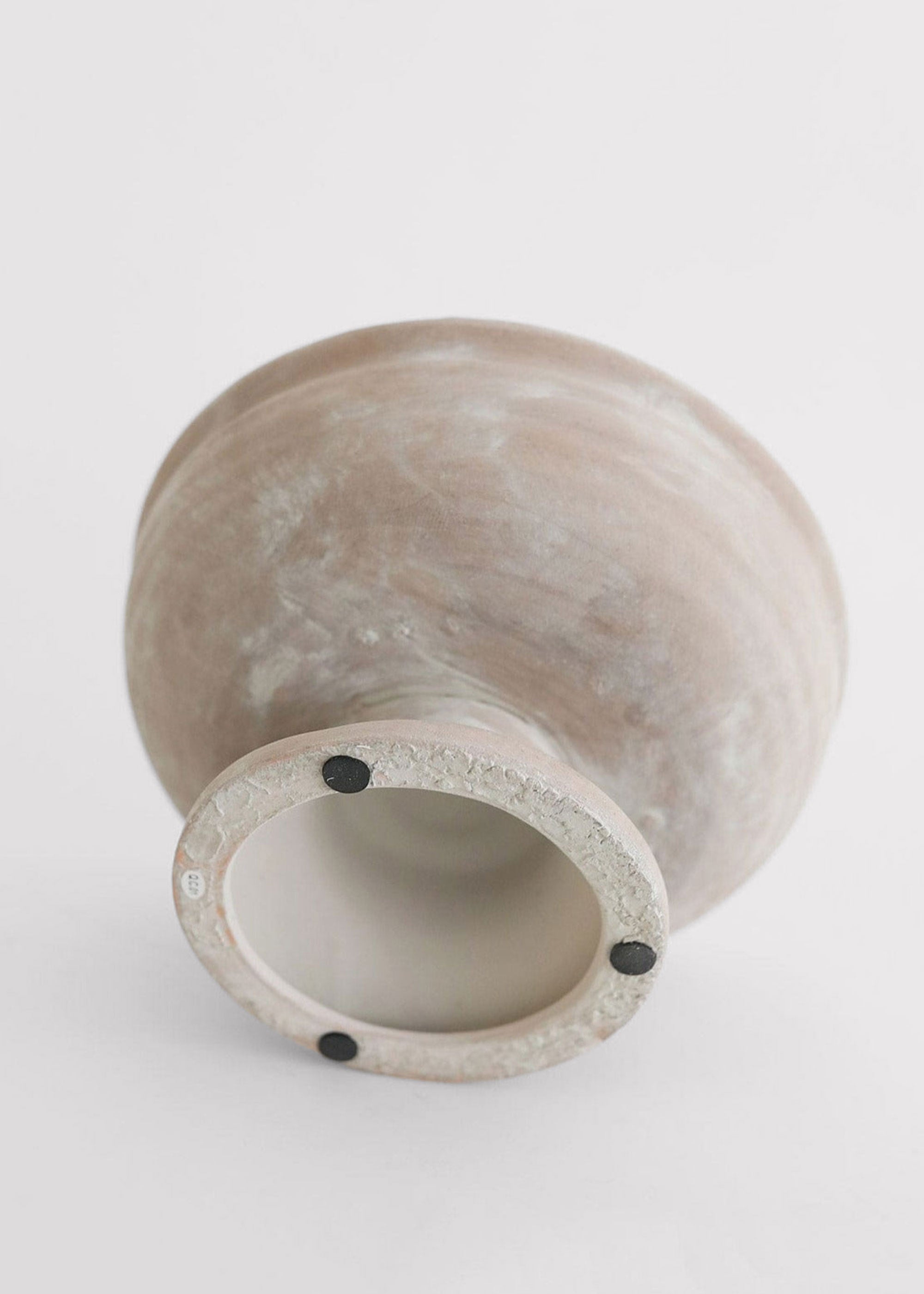 Earthy Mauve Ceramic Compote Bowl - 10.25" Wide Vase for Floral Styling