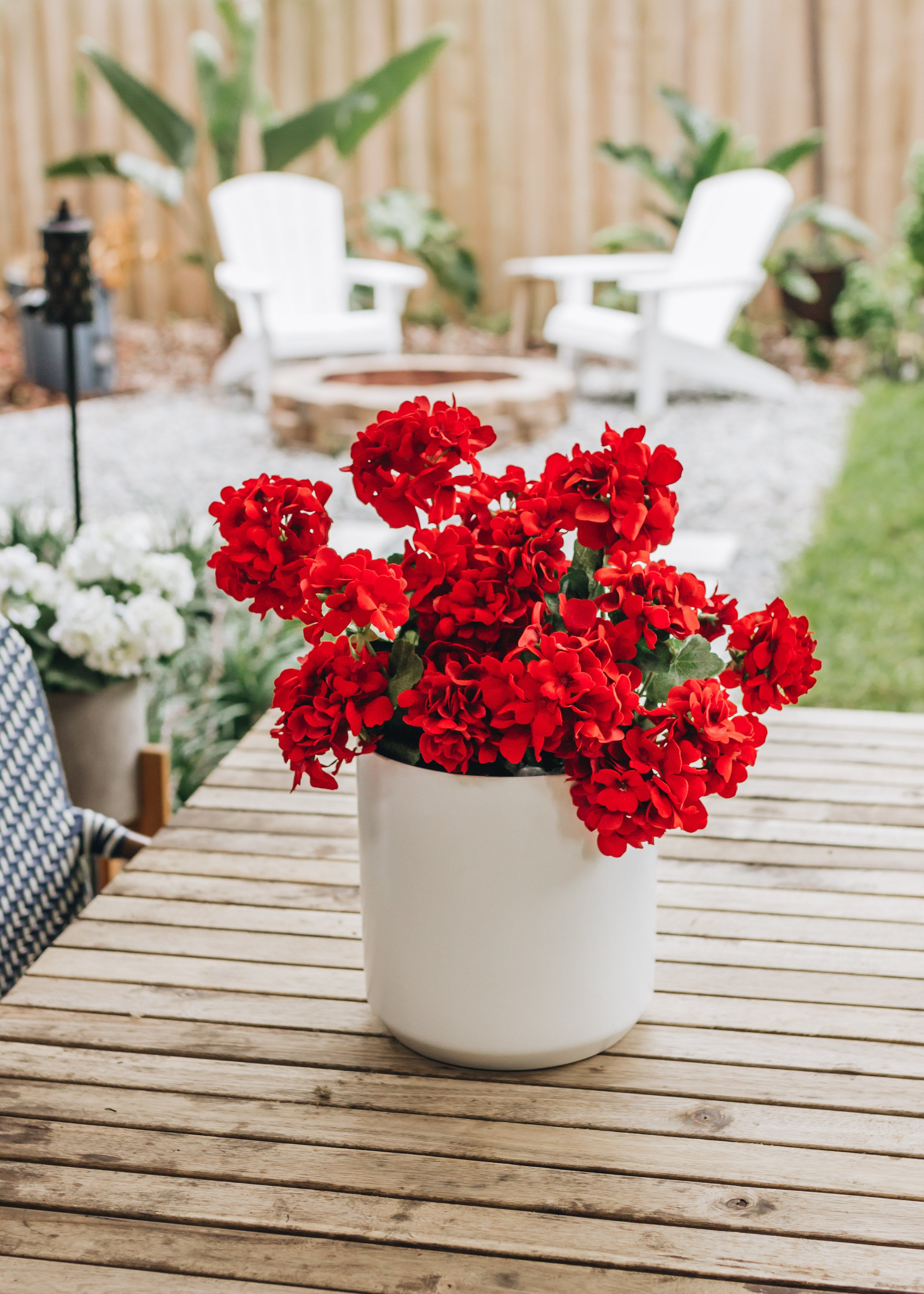 Faux Outdoor | Water Resistant Outdoor Red Geranium Bush for Vase Styling