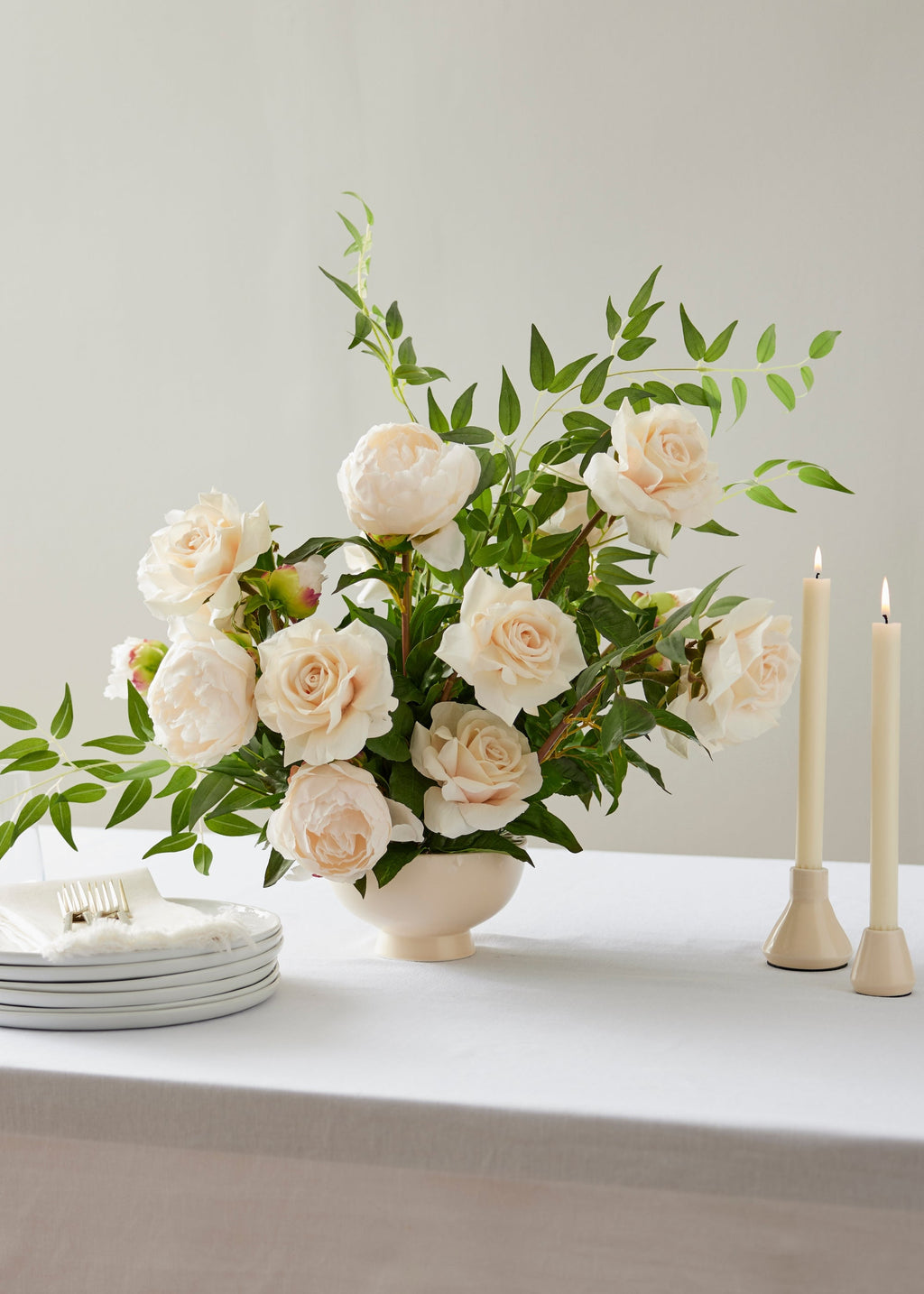 Beige Real Touch Rose Stem for Vase Styling