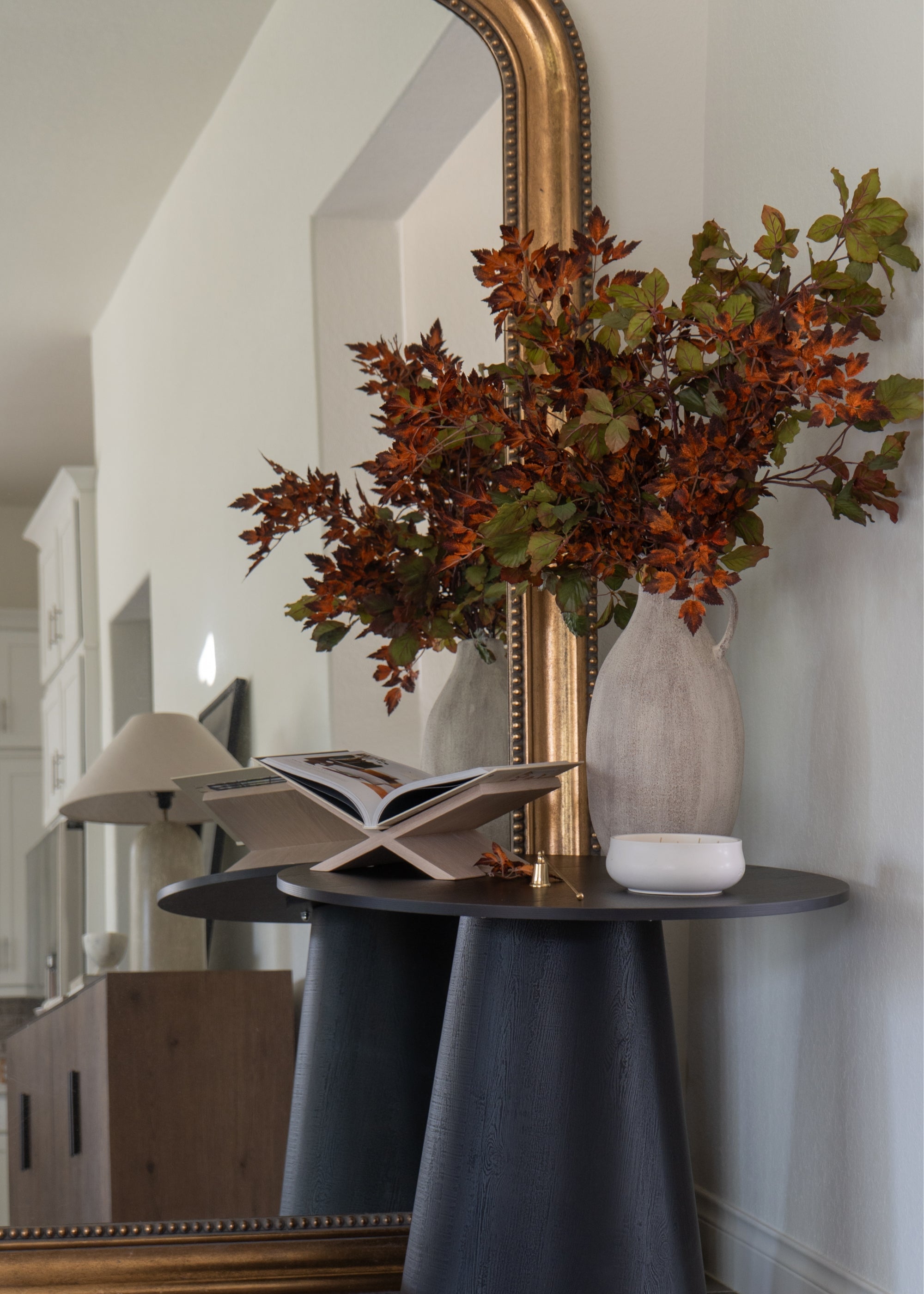 Faux Tall Burgundy Green Chestnut Leaf Branch for Seasonal Vase Styling