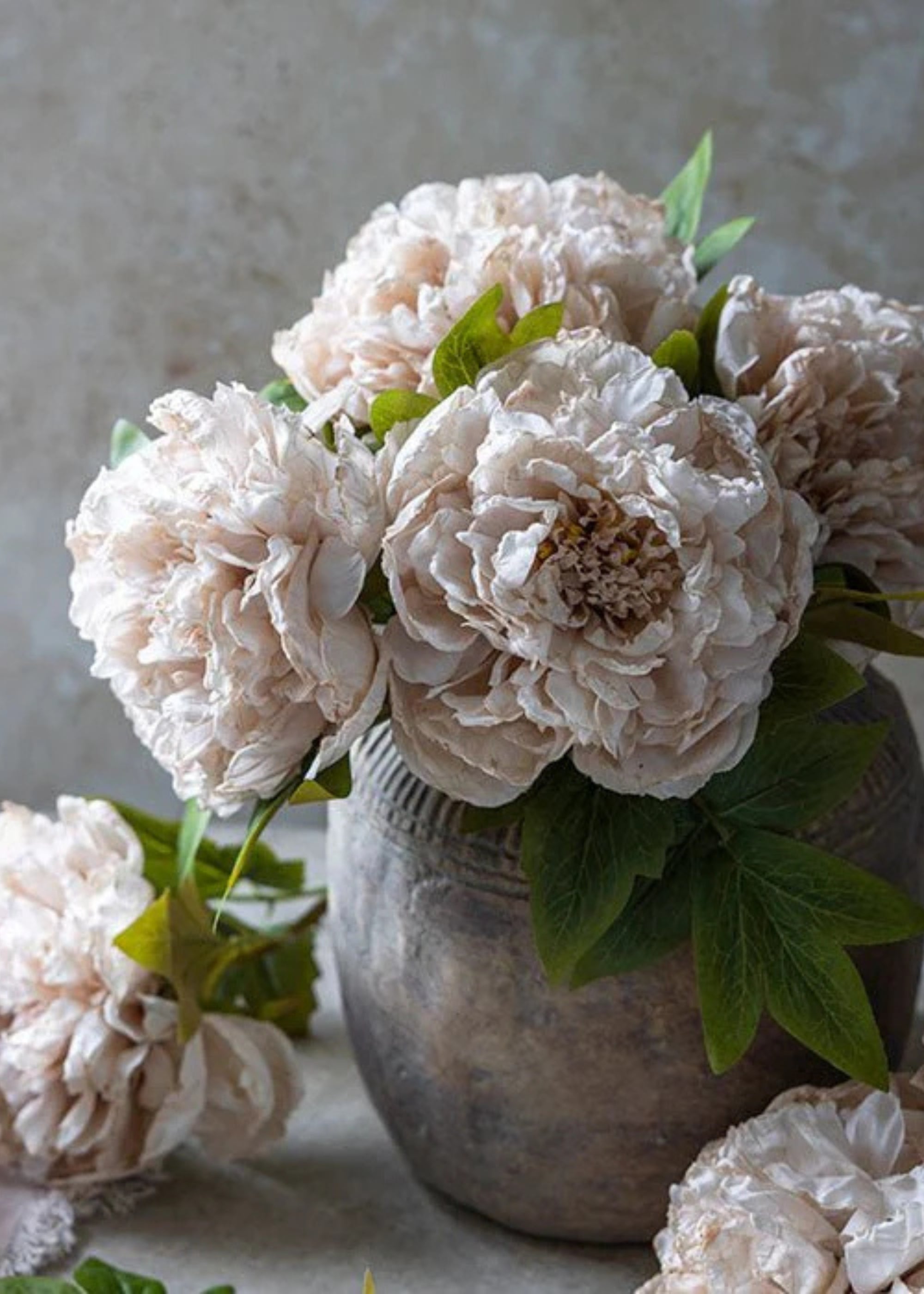 Beige Blush Faux Peony Stem for Vase and Wedding Styling