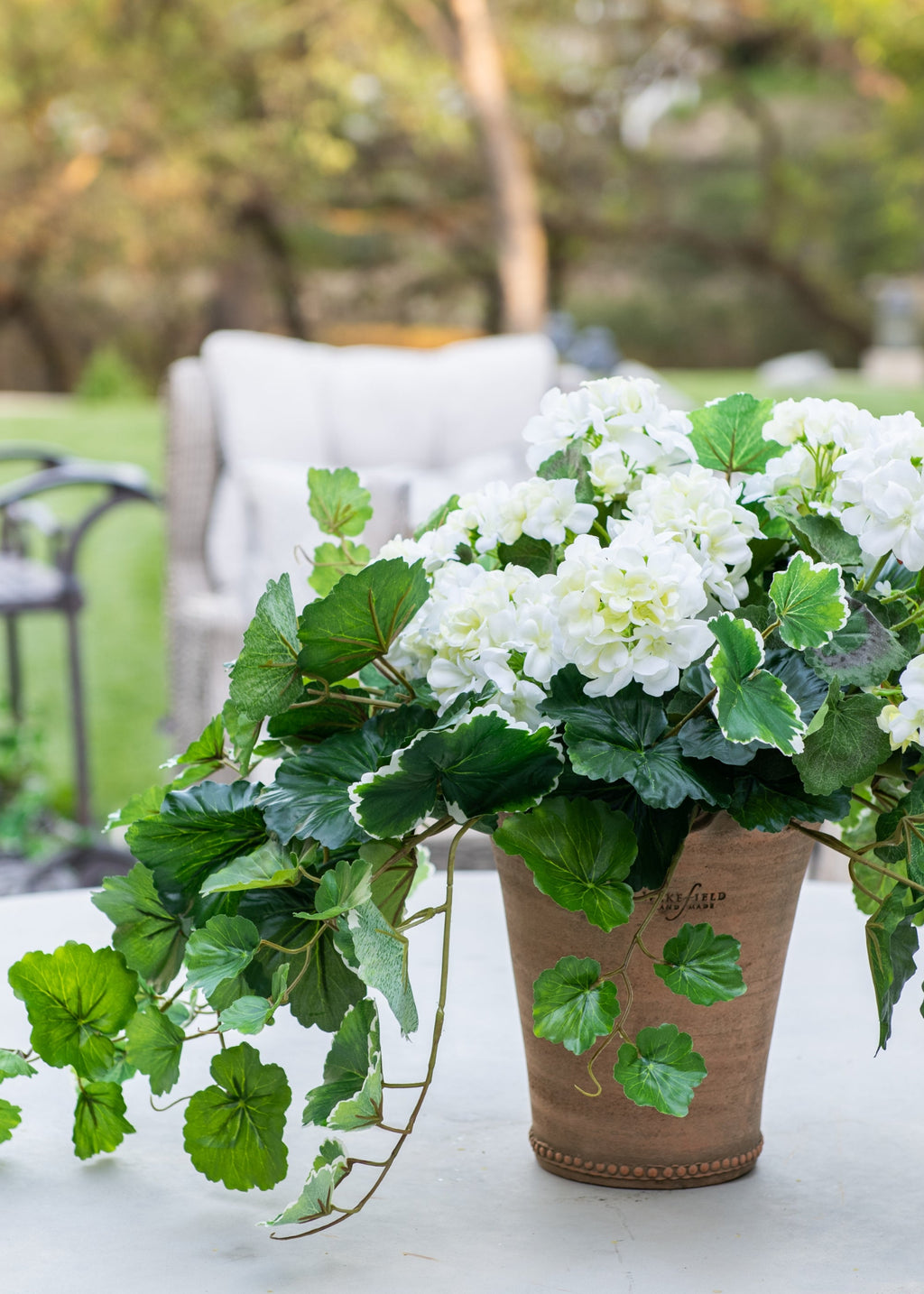 Faux Uv Resistant Outdoor Hanging Geranium Bush for Vase Styling