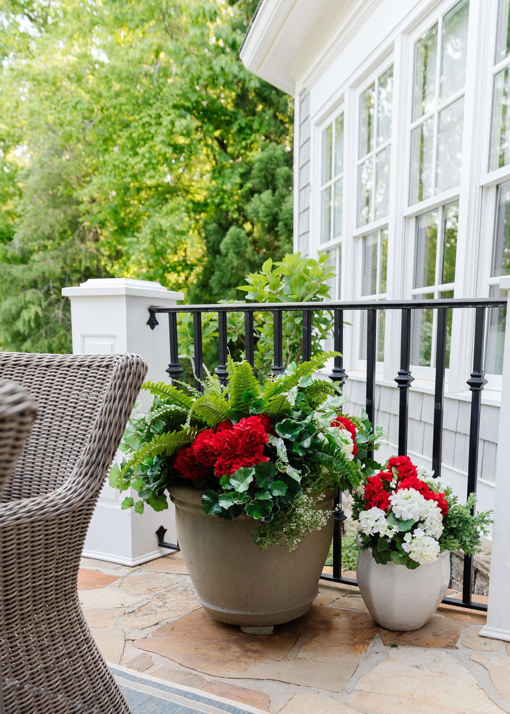 Faux Outdoor | Water Resistant Outdoor Red Geranium Bush for Vase Styling