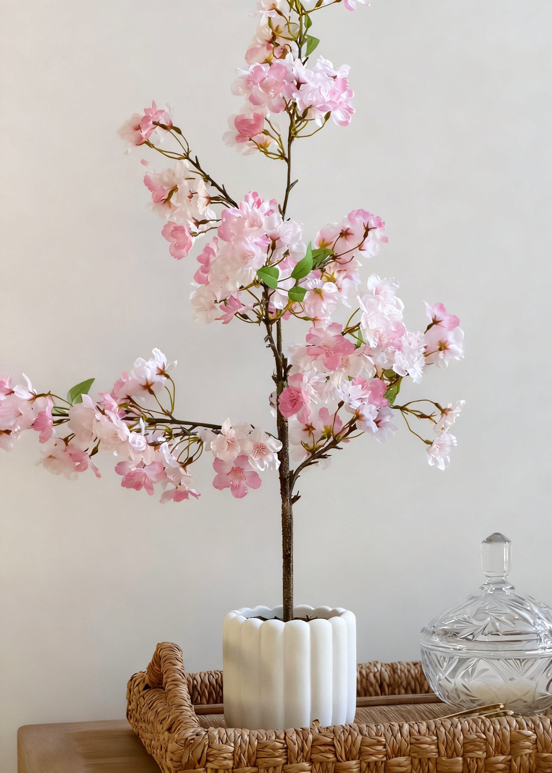 Pink Faux Cherry Blossom Arrangement for Home Decor