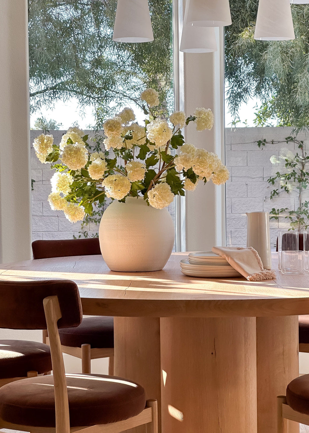 White Faux Hydrangea Stem for Vase Styling
