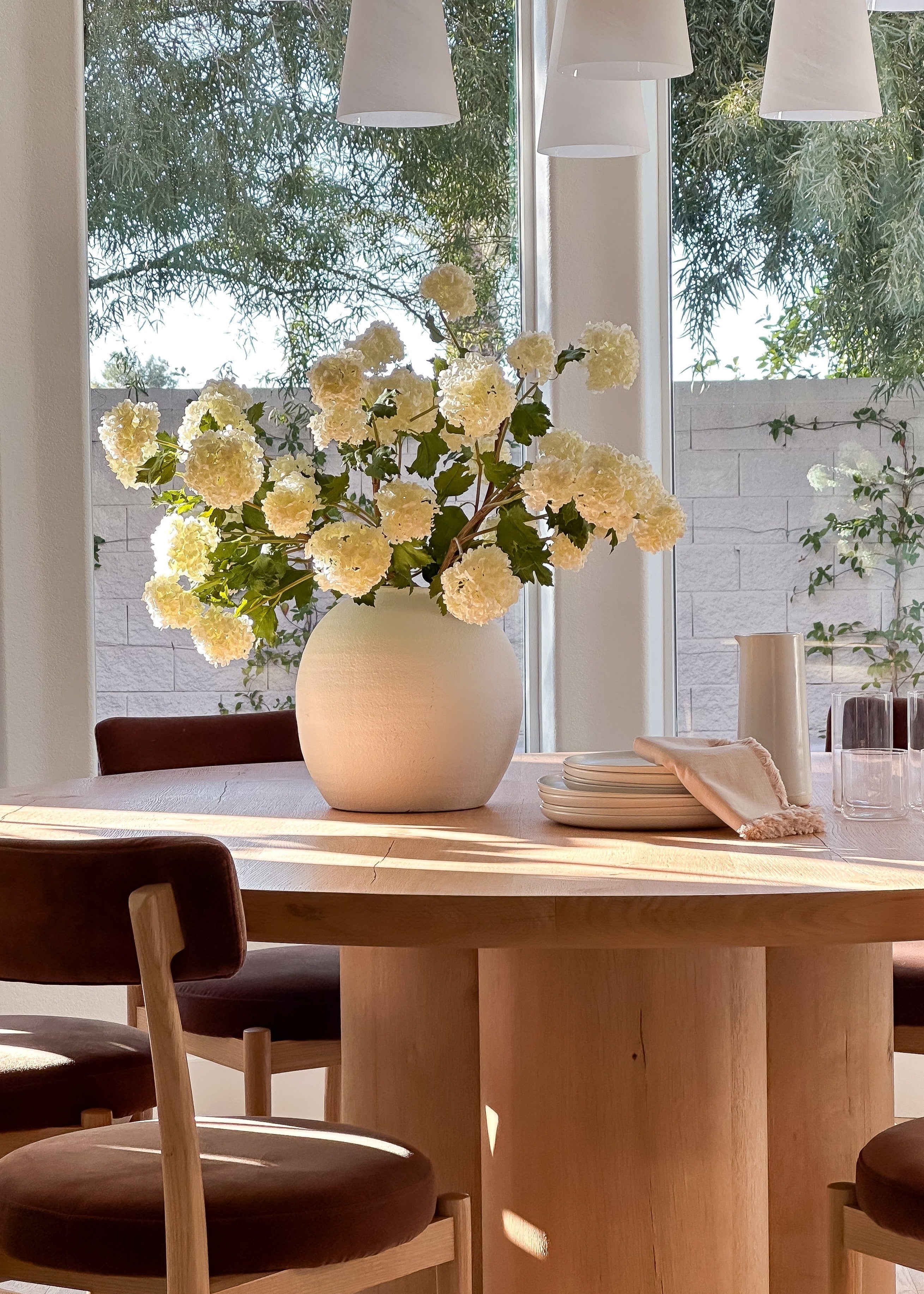 White Faux Hydrangea Stem for Vase Styling