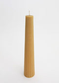 Tall Natural Beeswax Fluted Pillar Candle for Tabletop Styling