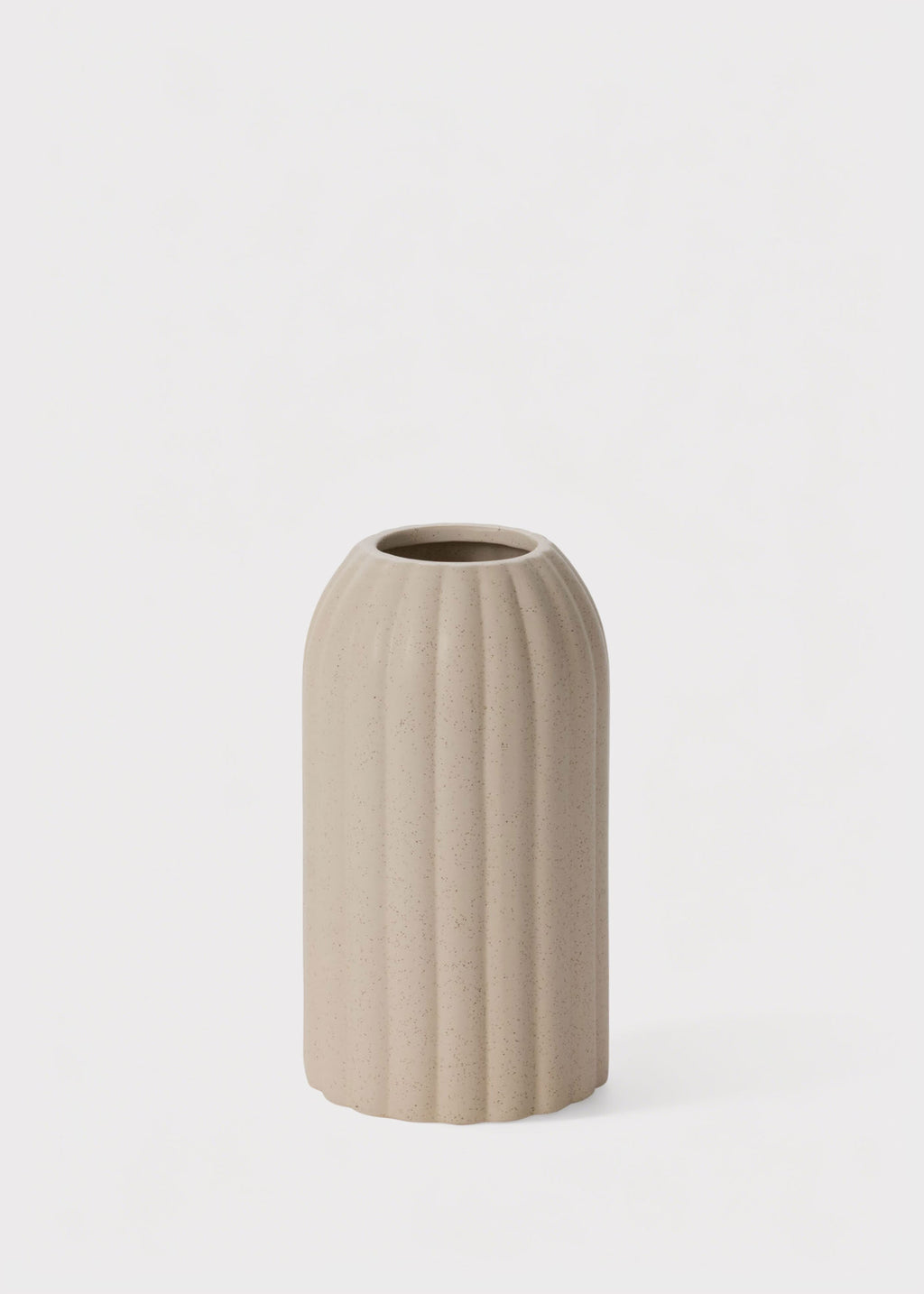 Rounded Cylinder Ceramic Ribbed Beige Cream Vase for Floral Styling