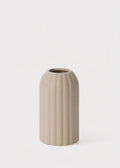 Rounded Cylinder Ceramic Ribbed Beige Cream Vase for Floral Styling