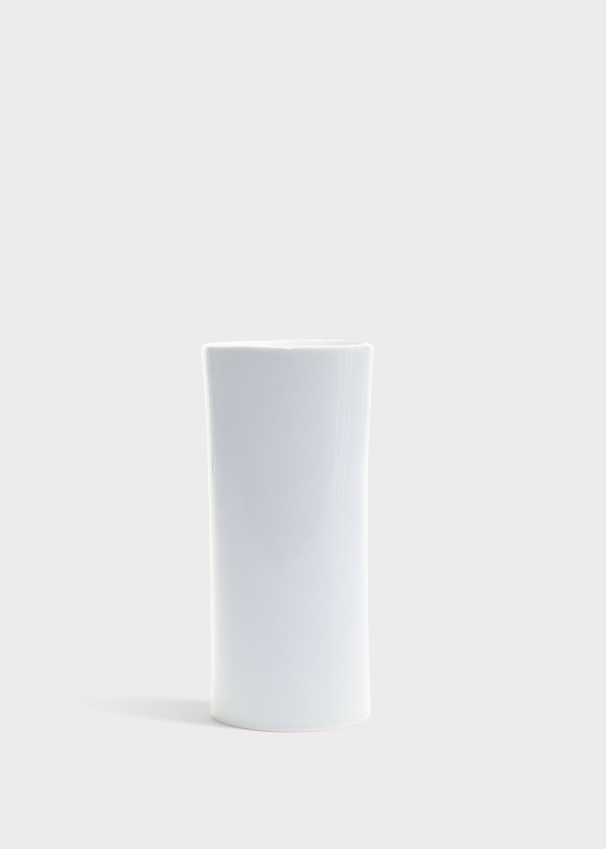 Glossy White Cylinder Ceramic Brooklyn Vase for Floral Styling