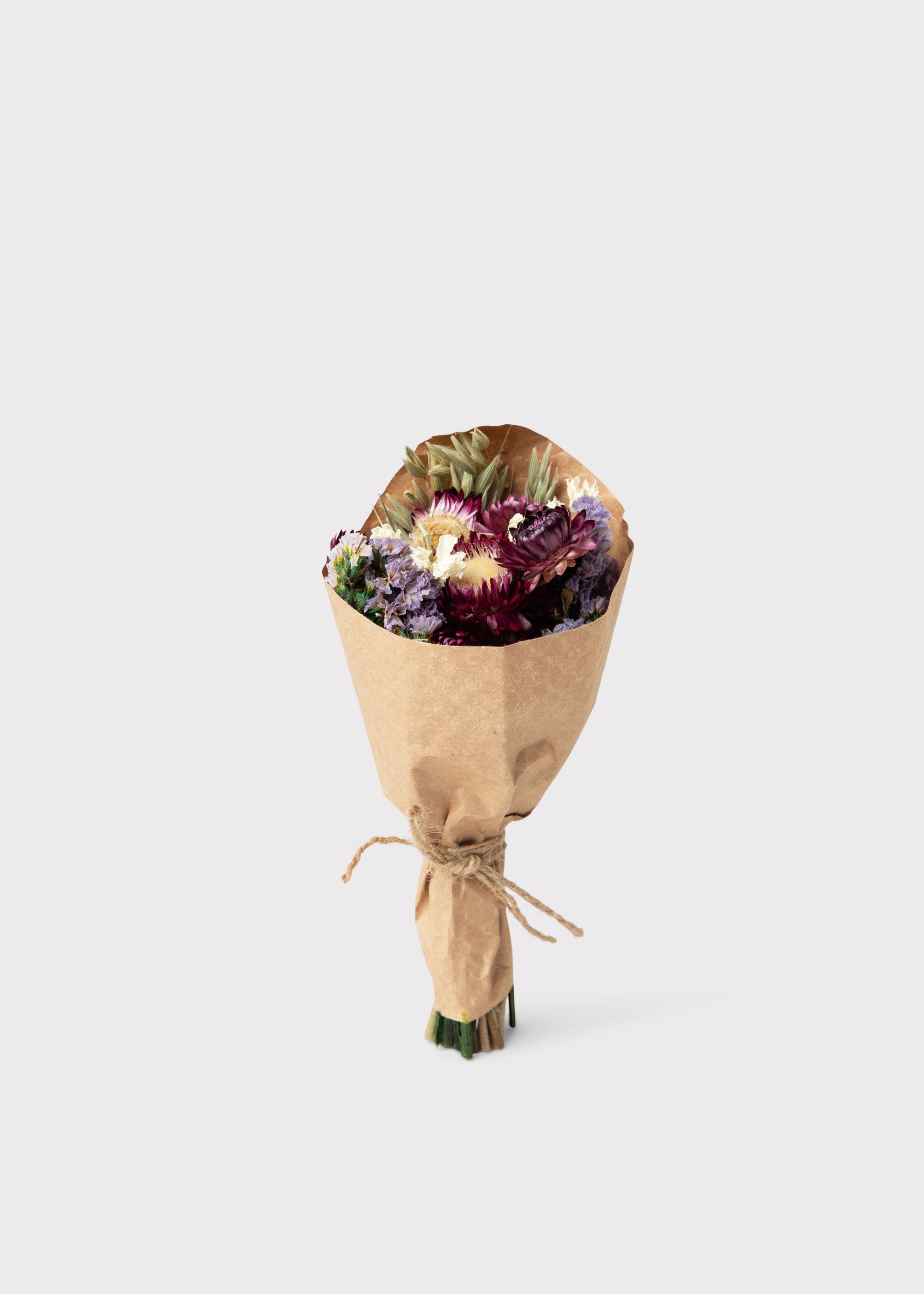 Mini Dried Purple Cream Wildflower Bouquet for Home Styling