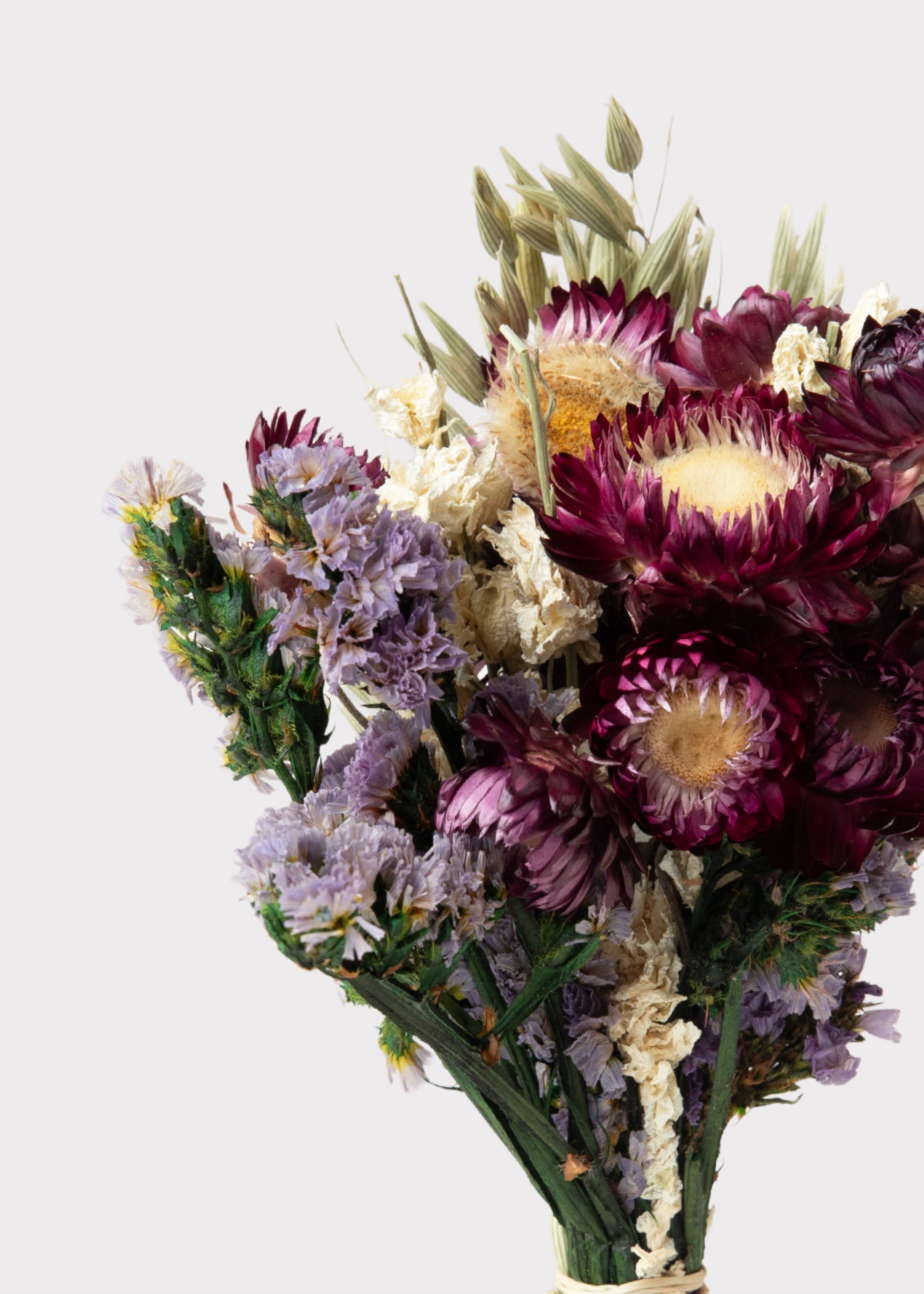 Mini Dried Purple Cream Wildflower Bouquet for Home Styling