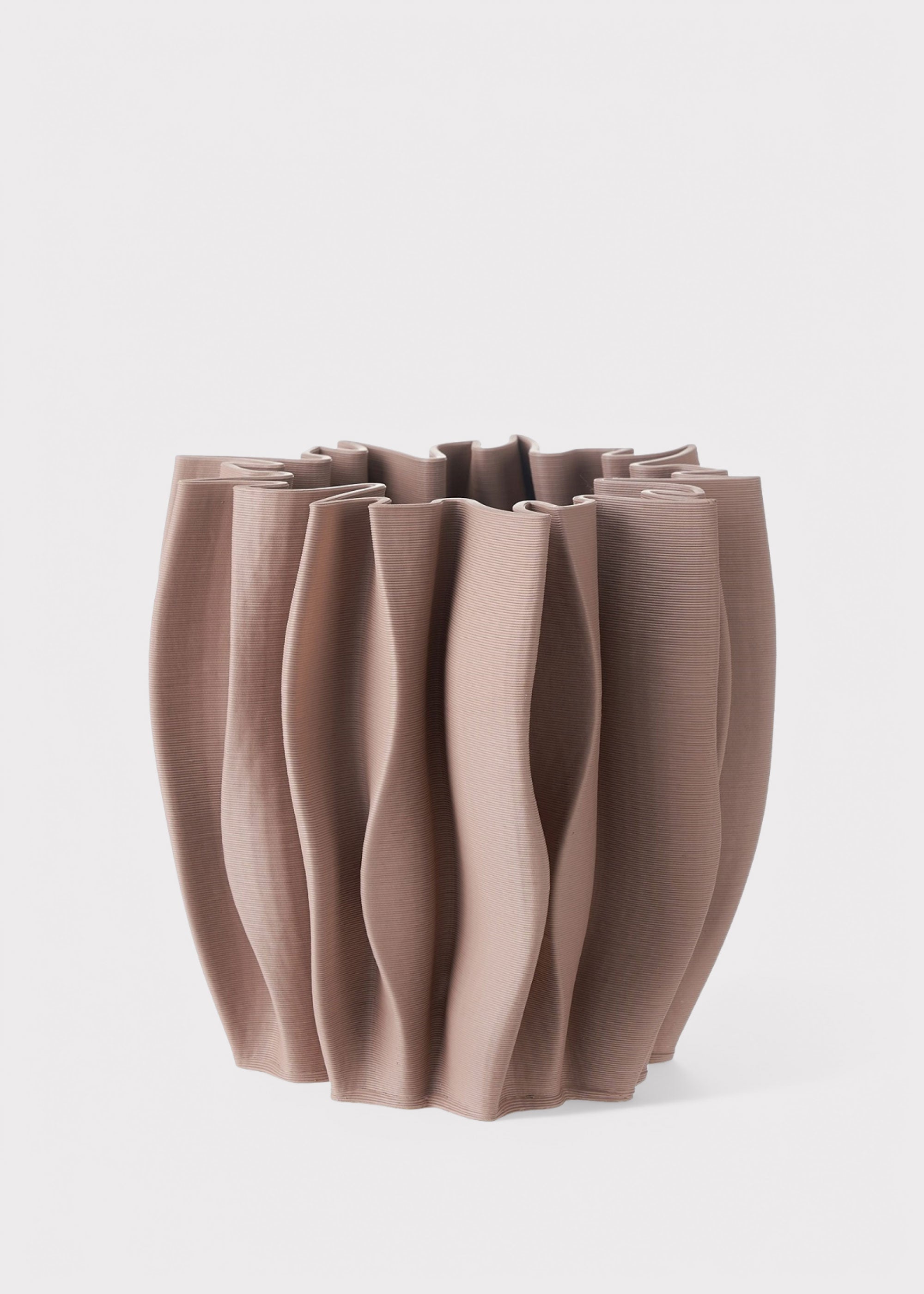 Curvy Textured Ceramic Earthy Mauve Red Vase for Floral Styling
