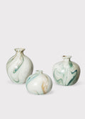 Small Set 3 Marbled Stoneware Glazed Bud Vases for Floral Styling