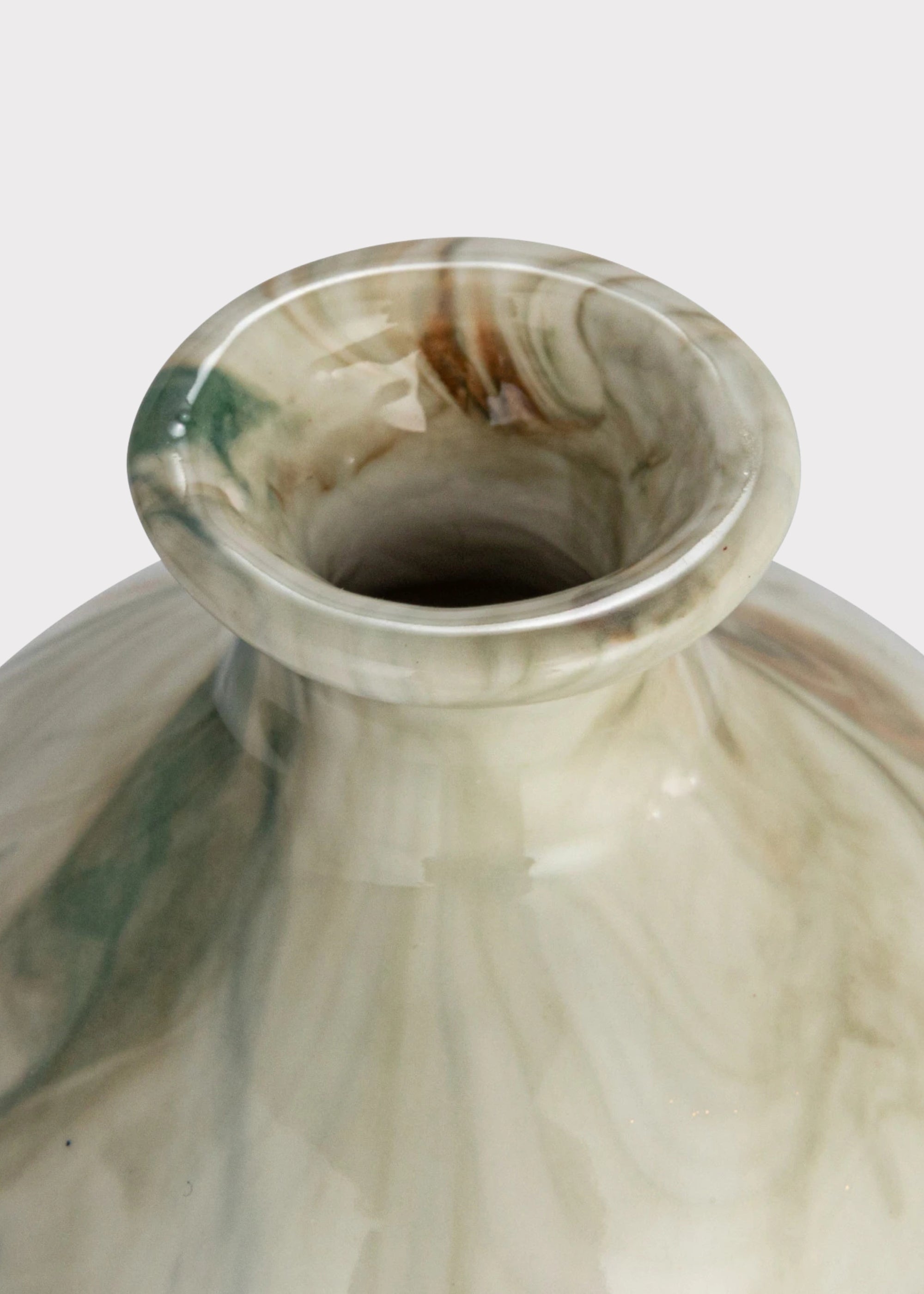 Small Set 3 Marbled Stoneware Glazed Bud Vases for Floral Styling