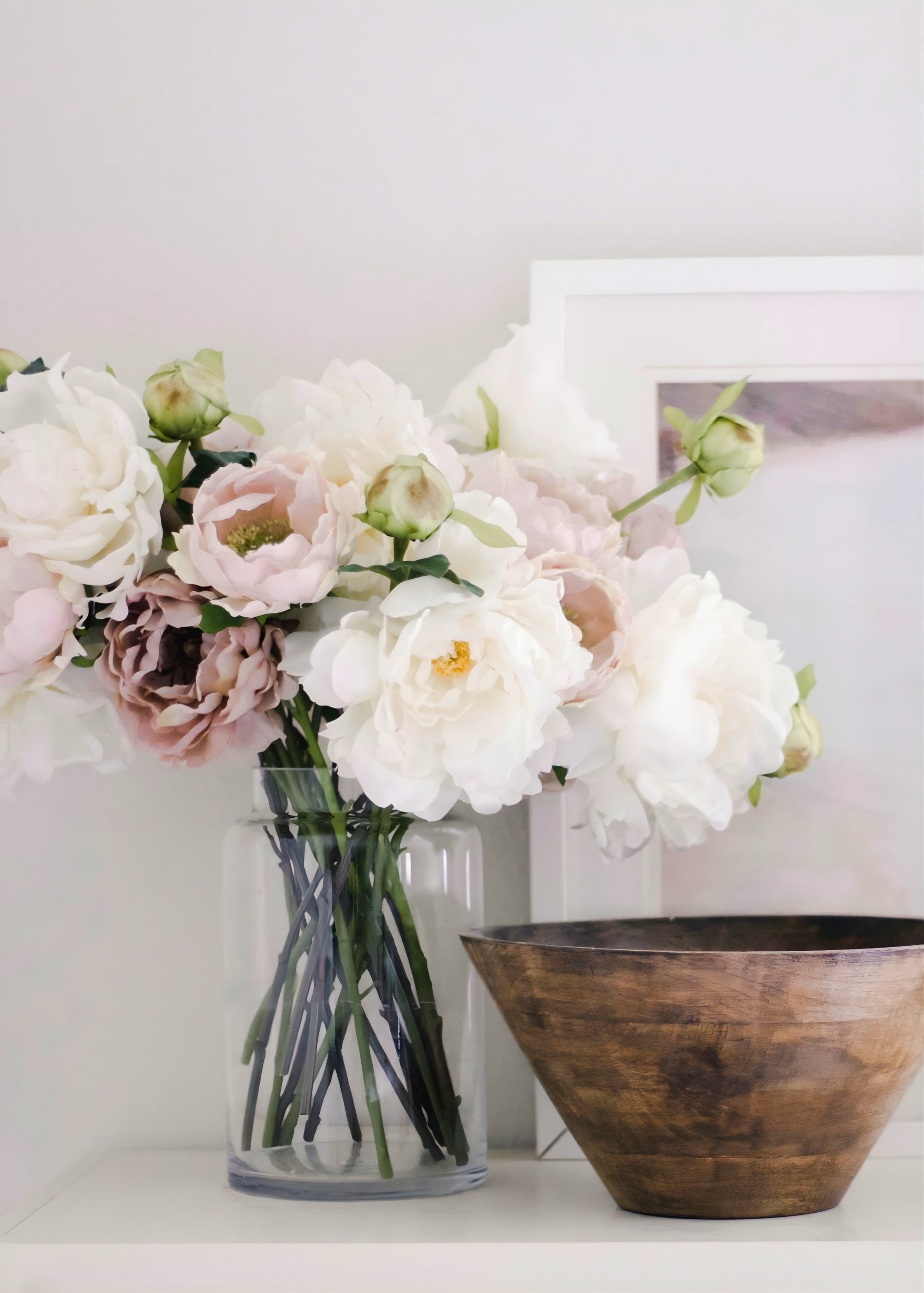 Mauve Faux Peony Stem for Vase and Wedding Styling