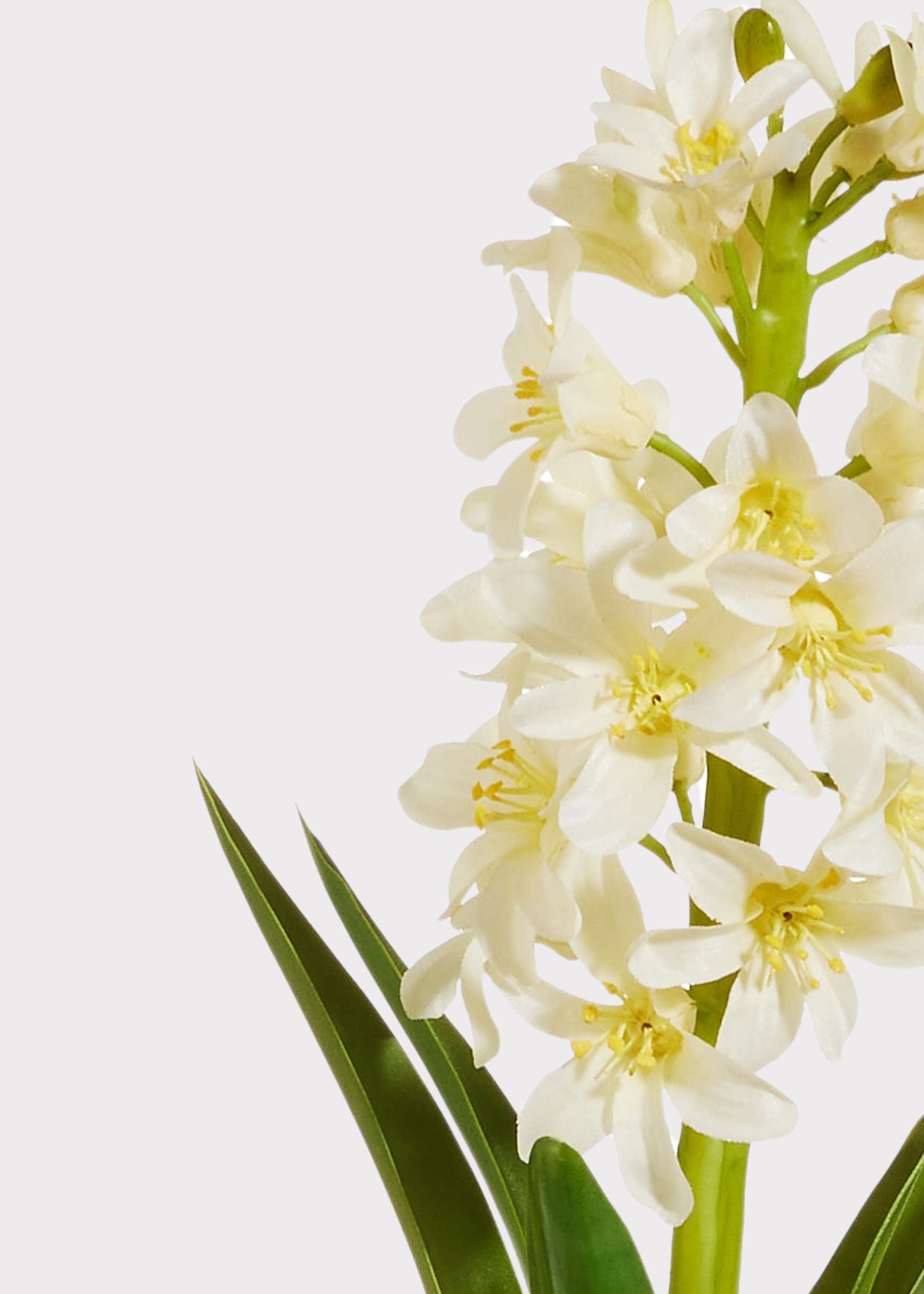 Faux White Blooming Spring Hyacinth Plant for Planters and Shelves