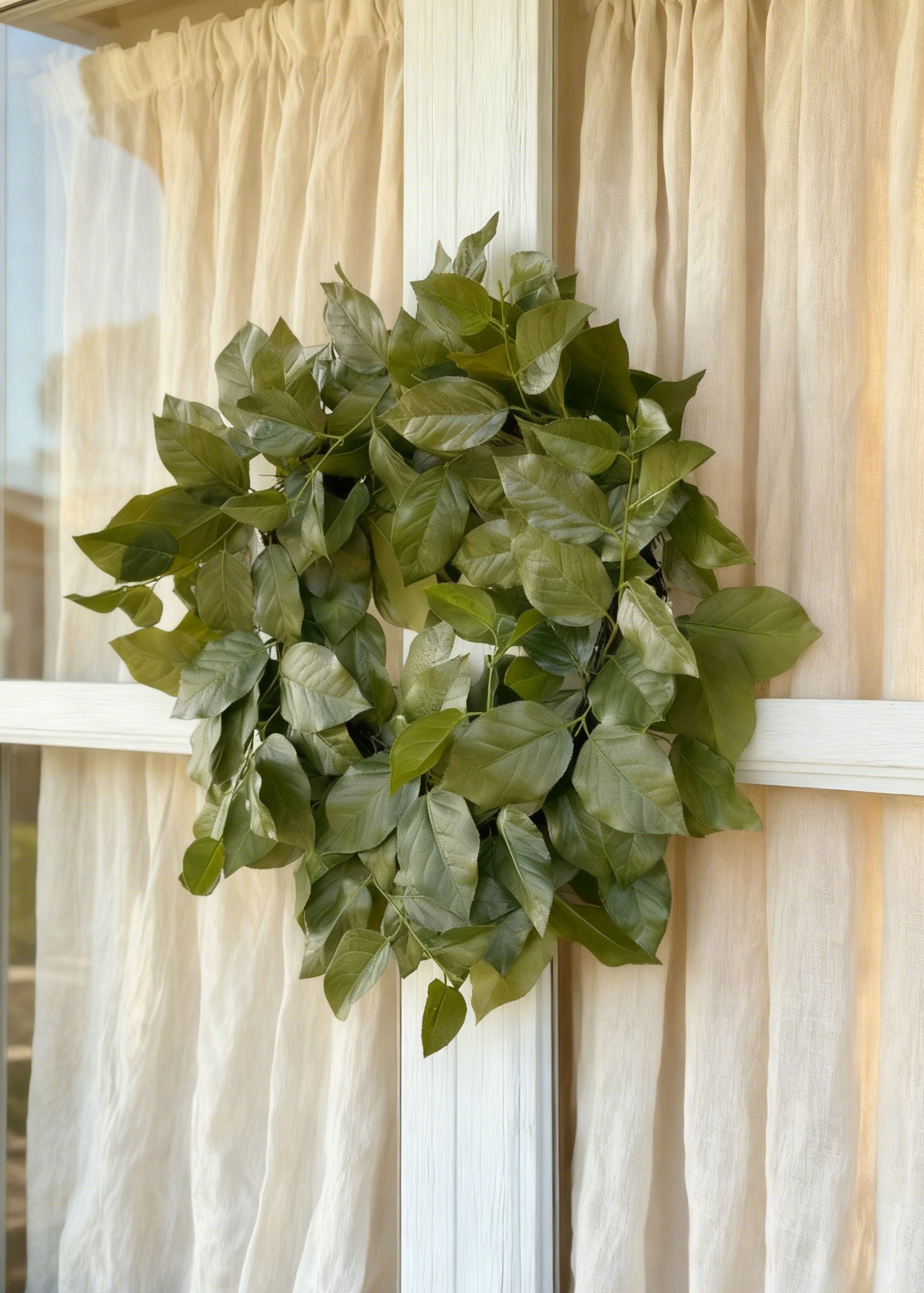 Real Touch Uv Treated Indoor/outdoor Salal Leaf Wreath for Door and Wall Decor