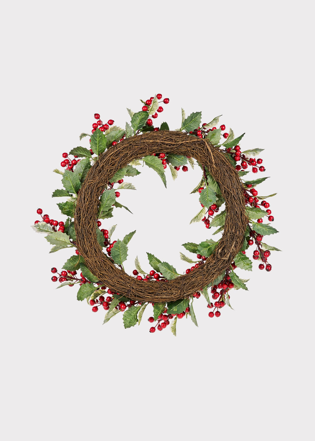 Faux Holly Wreath for Door and Wall Decor