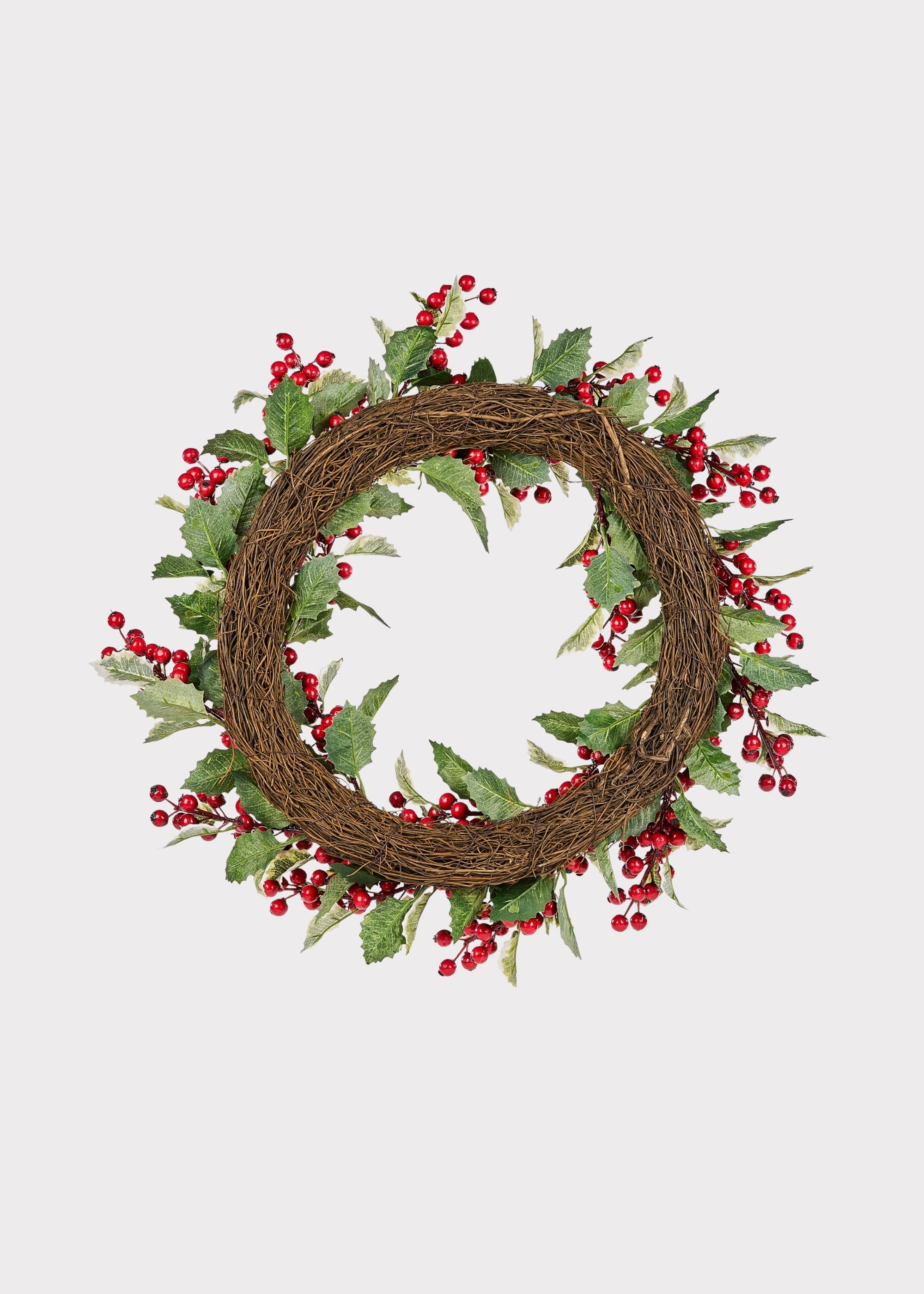 Faux Holly Wreath for Door and Wall Decor