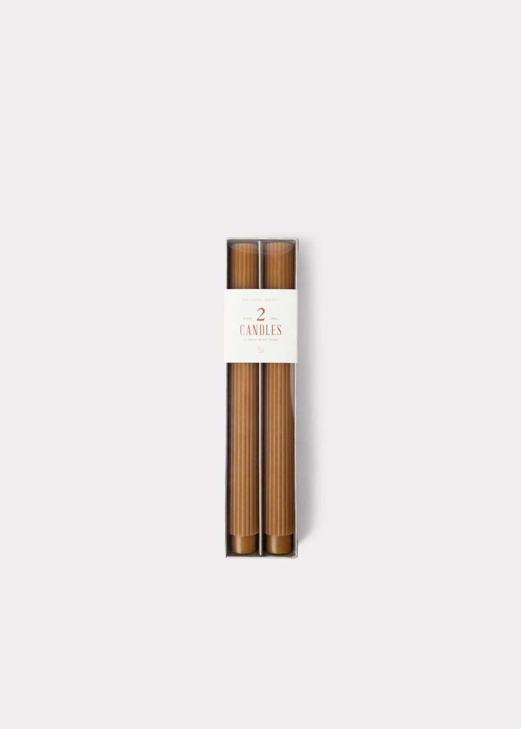 Set 2 Ribbed Taper Candles Caramel Hue for Tabletop Styling