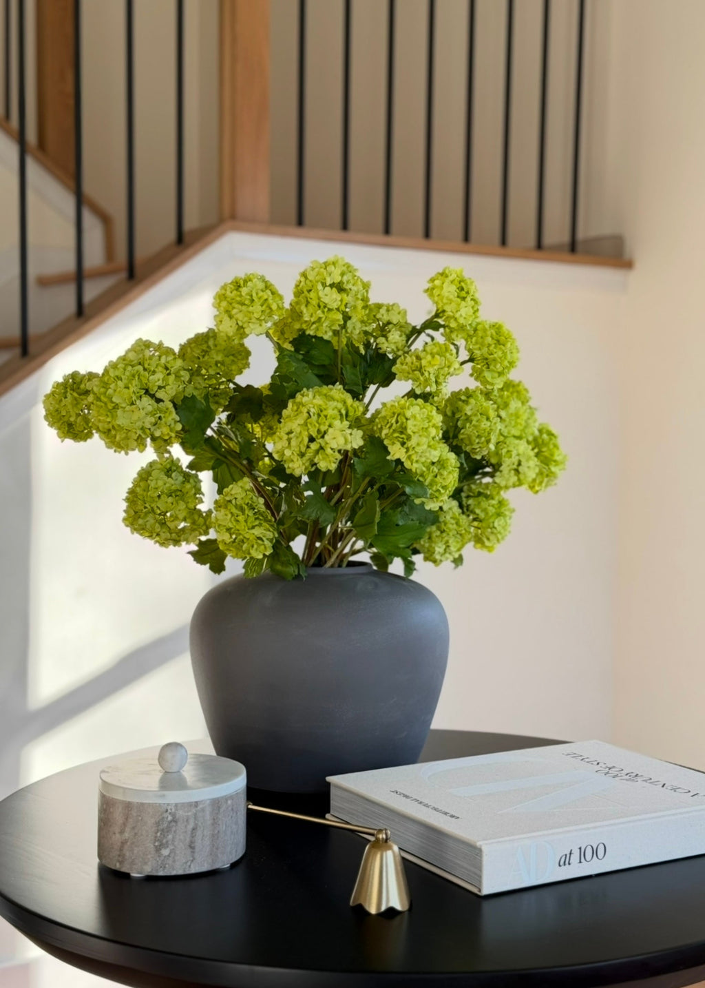 Green Faux Hydrangea Stem for Vase Styling