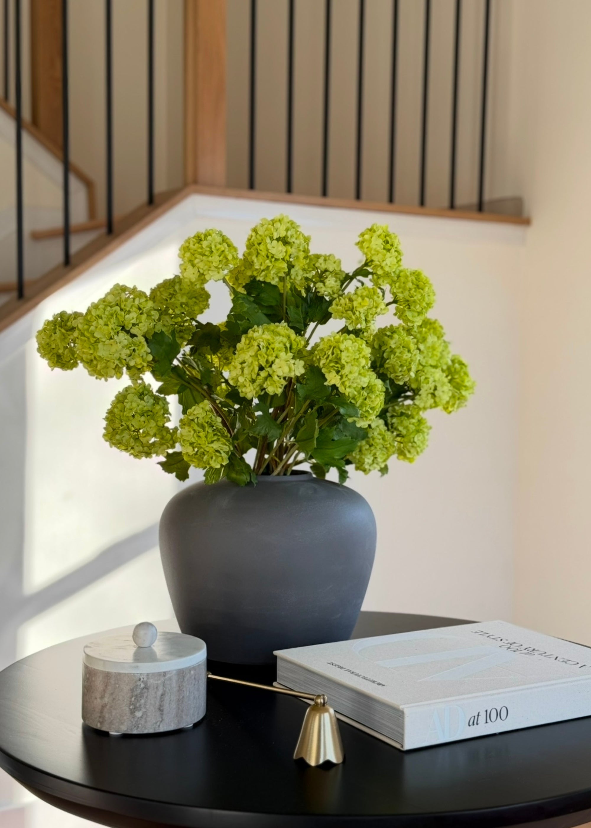 Green Faux Hydrangea Stem for Vase Styling