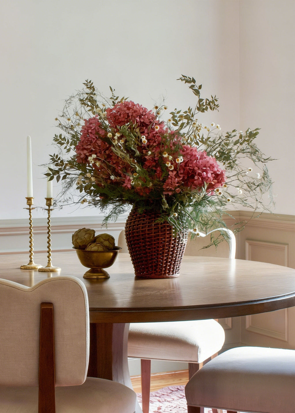 Mauve Faux Hydrangea Stem for Vase and Wedding Styling