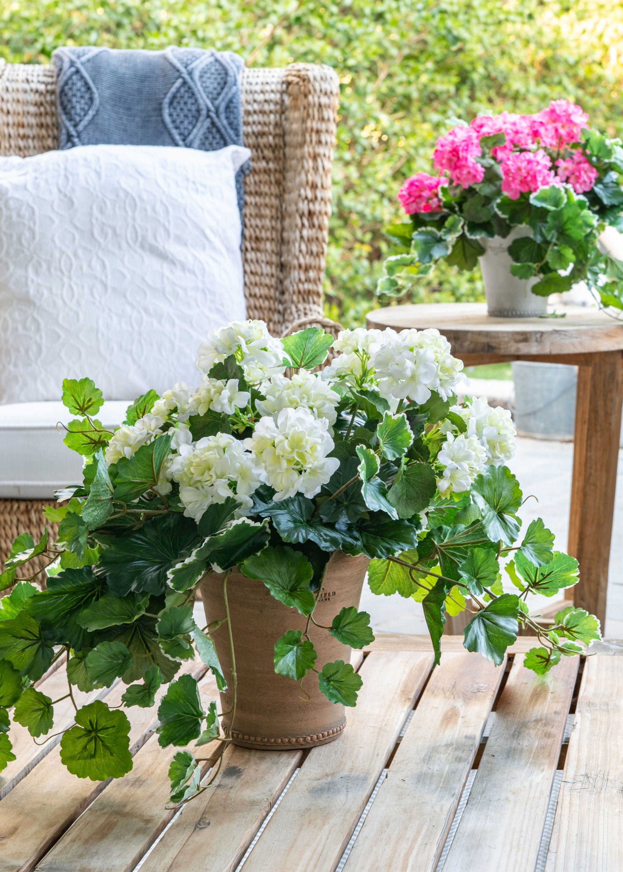 Faux Outdoor | Water Resistant Outdoor Geranium Bush for Vase Styling