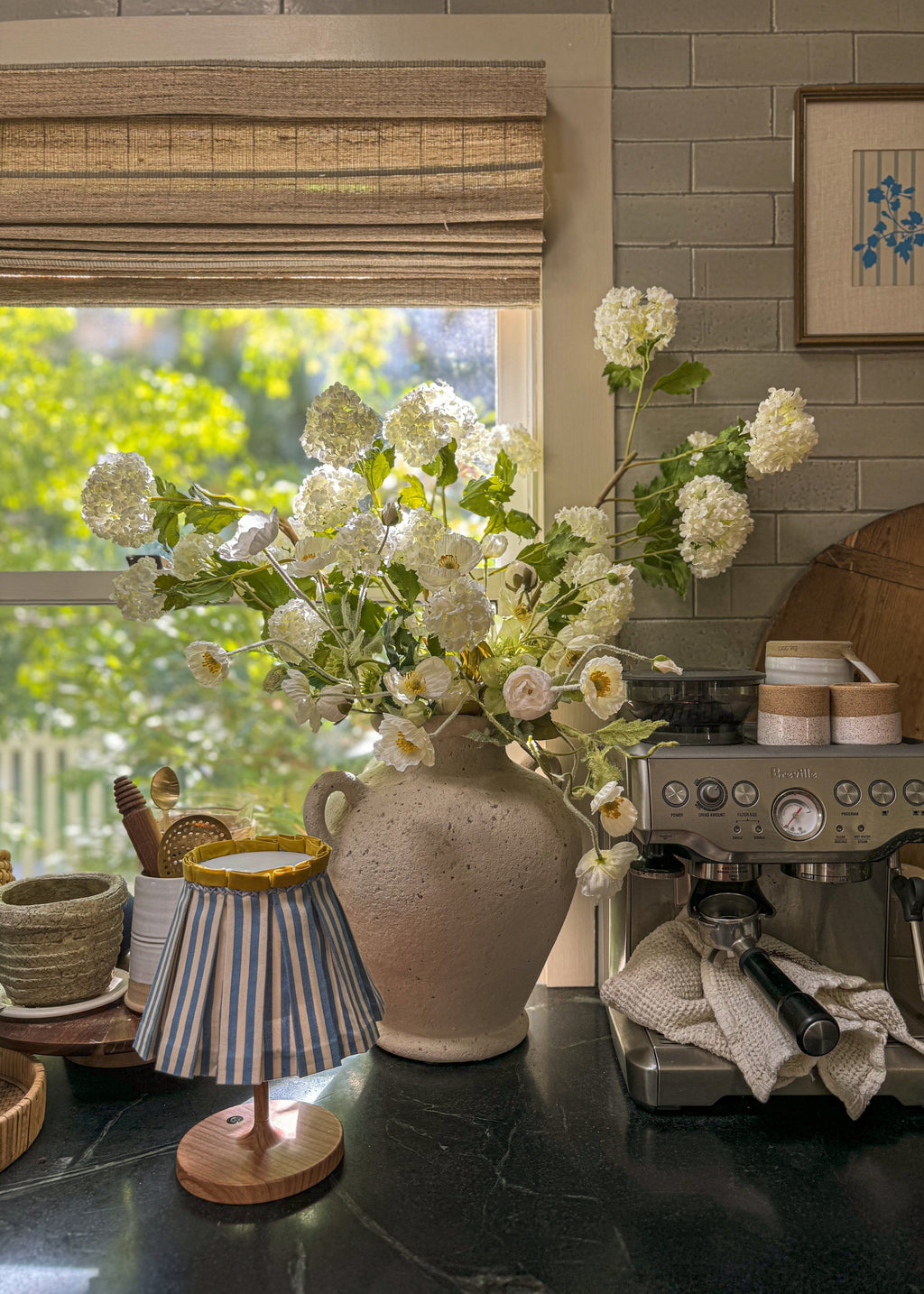 Cream Faux Poppy Bush for Vase and Wedding Styling
