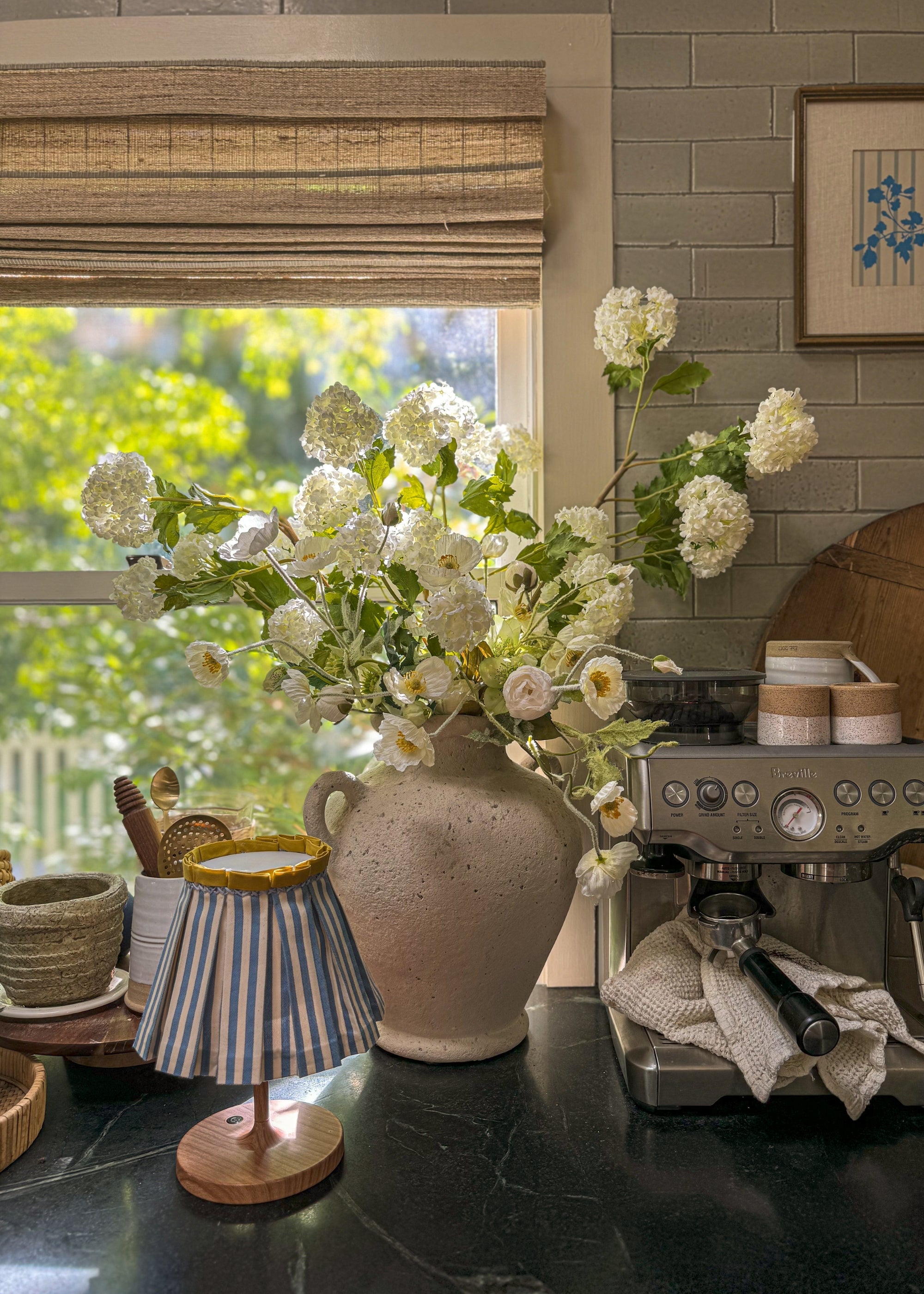 Cream Faux Poppy Bush for Vase and Wedding Styling