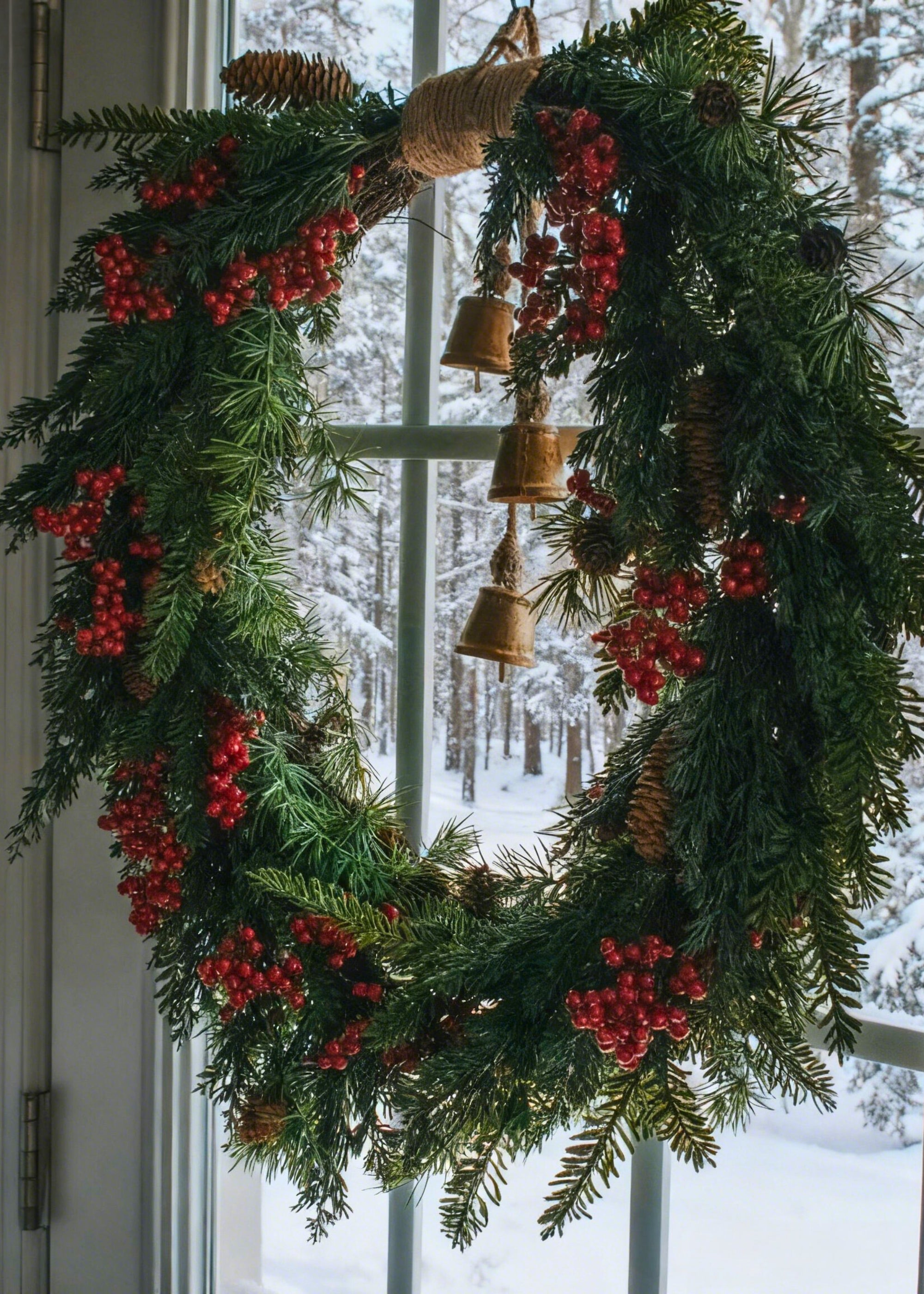 Red Faux Cedar Wreath for Door and Wall Decor