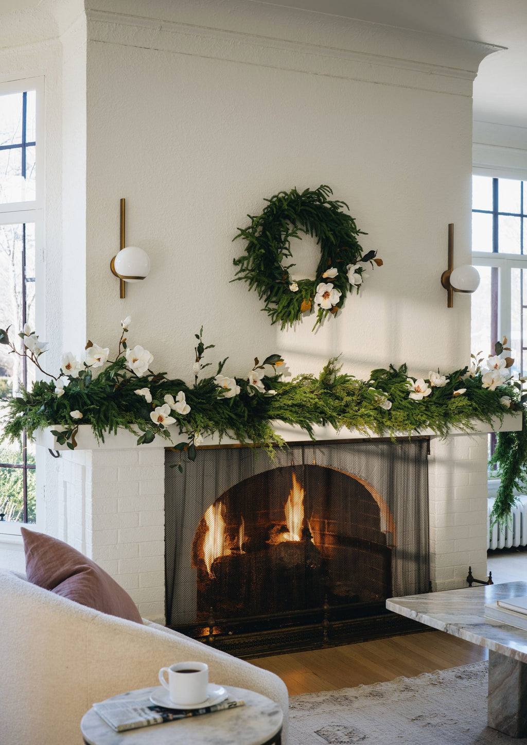 Cream Faux Magnolia Branch for Vase Styling