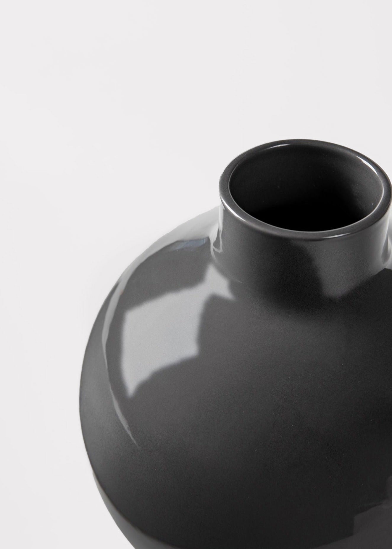 Viralla Small Round Ceramic Glossy Slate Vase for Floral Styling
