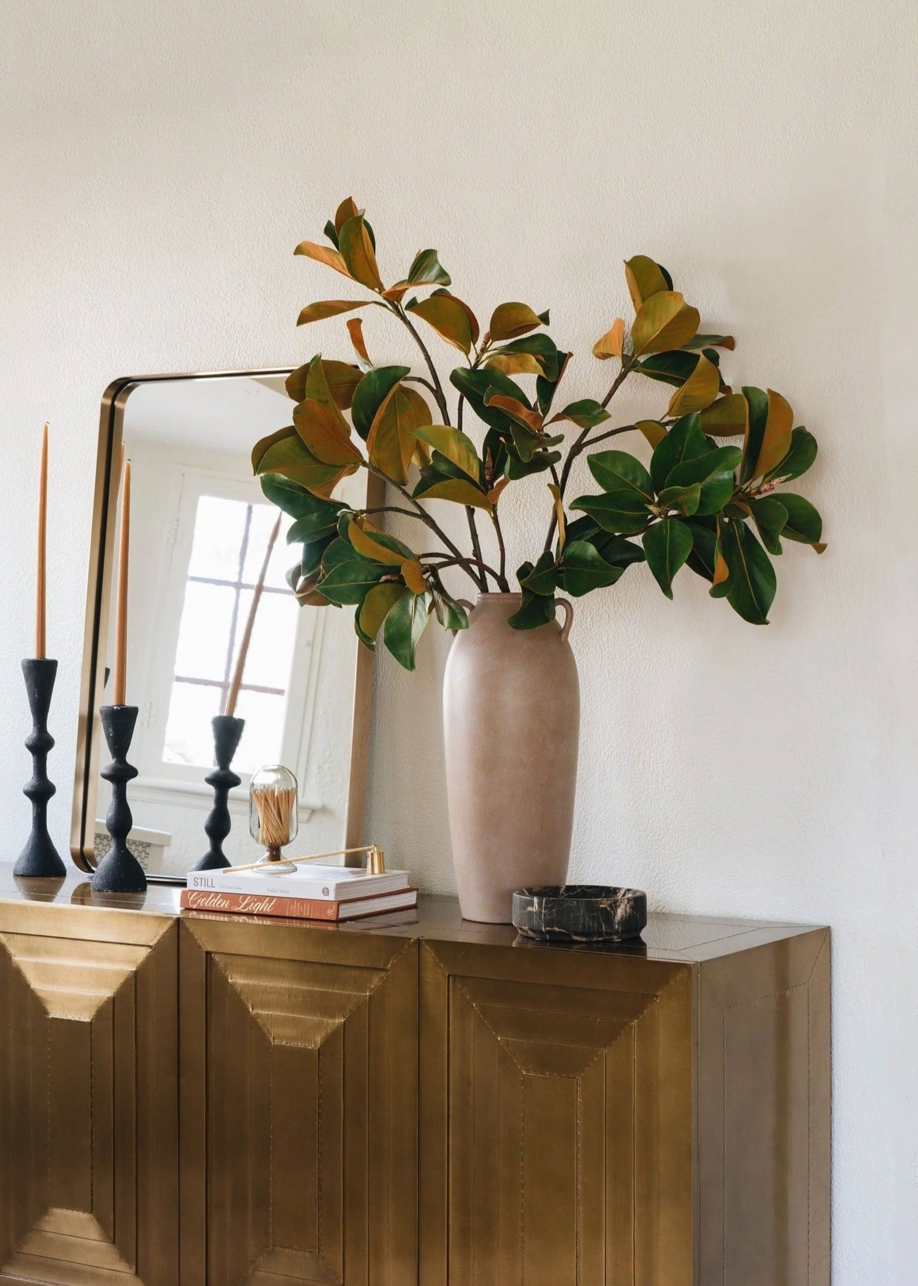 Faux Magnolia Branch for Seasonal Vase Styling
