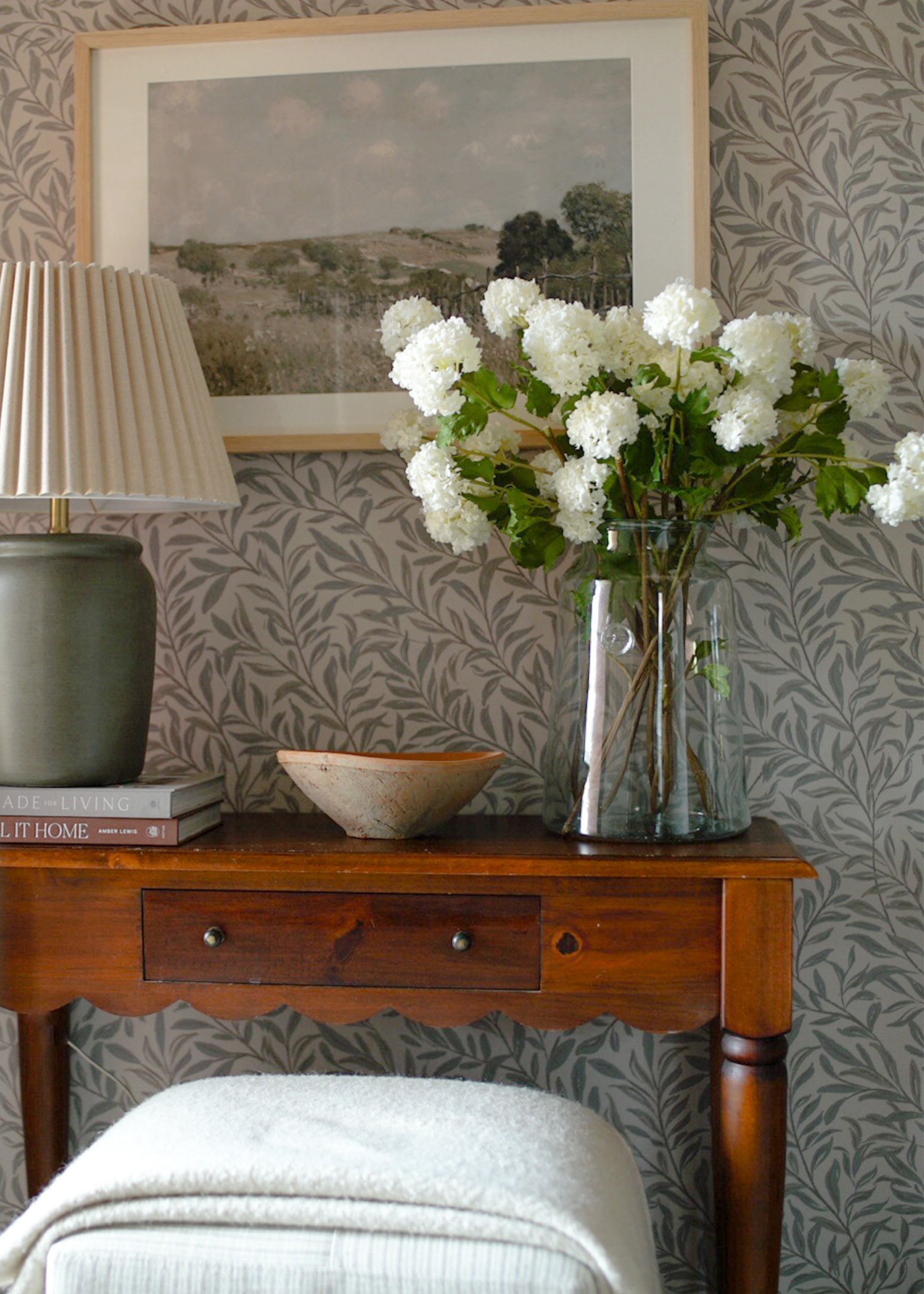 White Faux Hydrangea Stem for Vase Styling