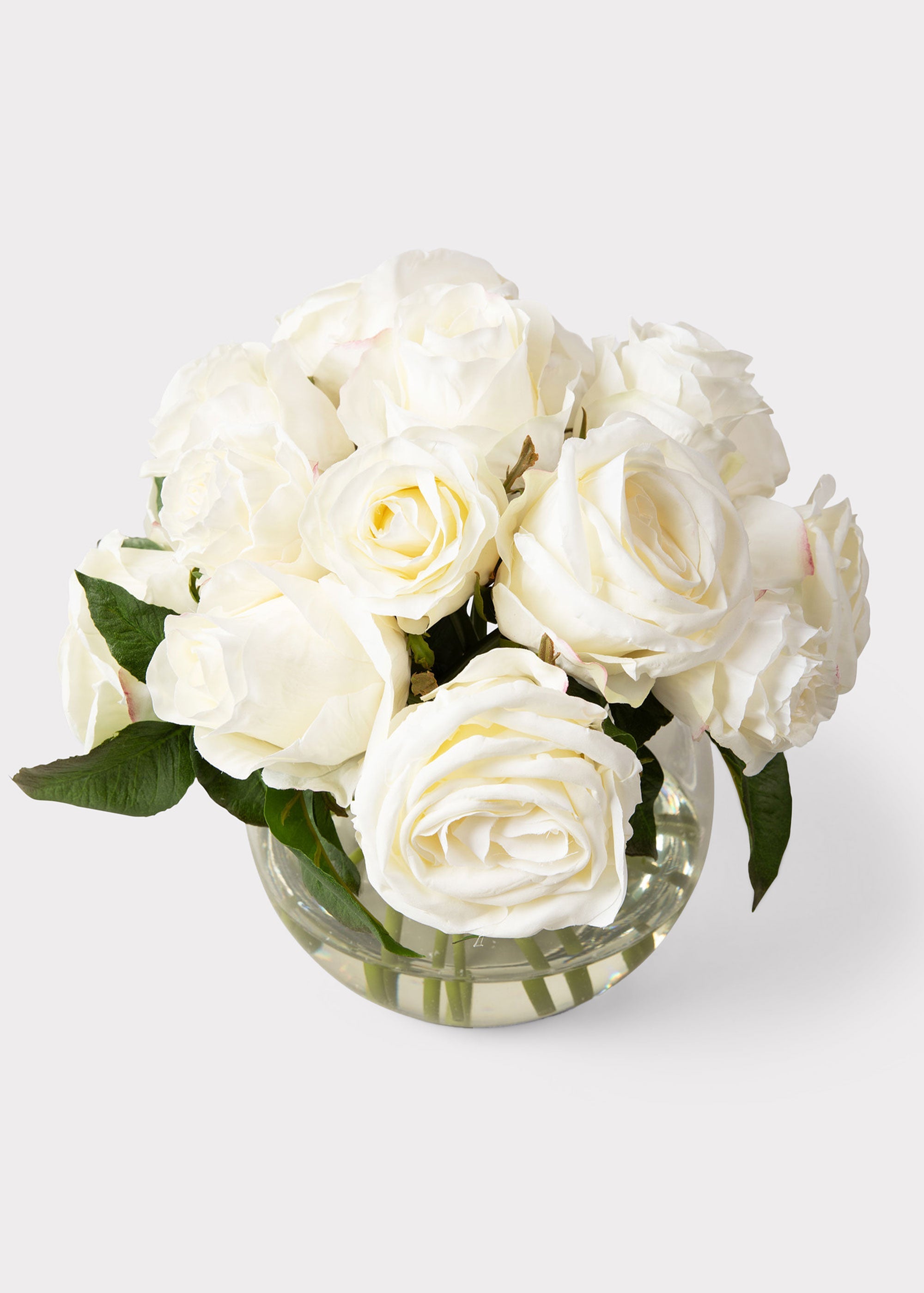 White Real Touch Rose Arrangement for Home Decor