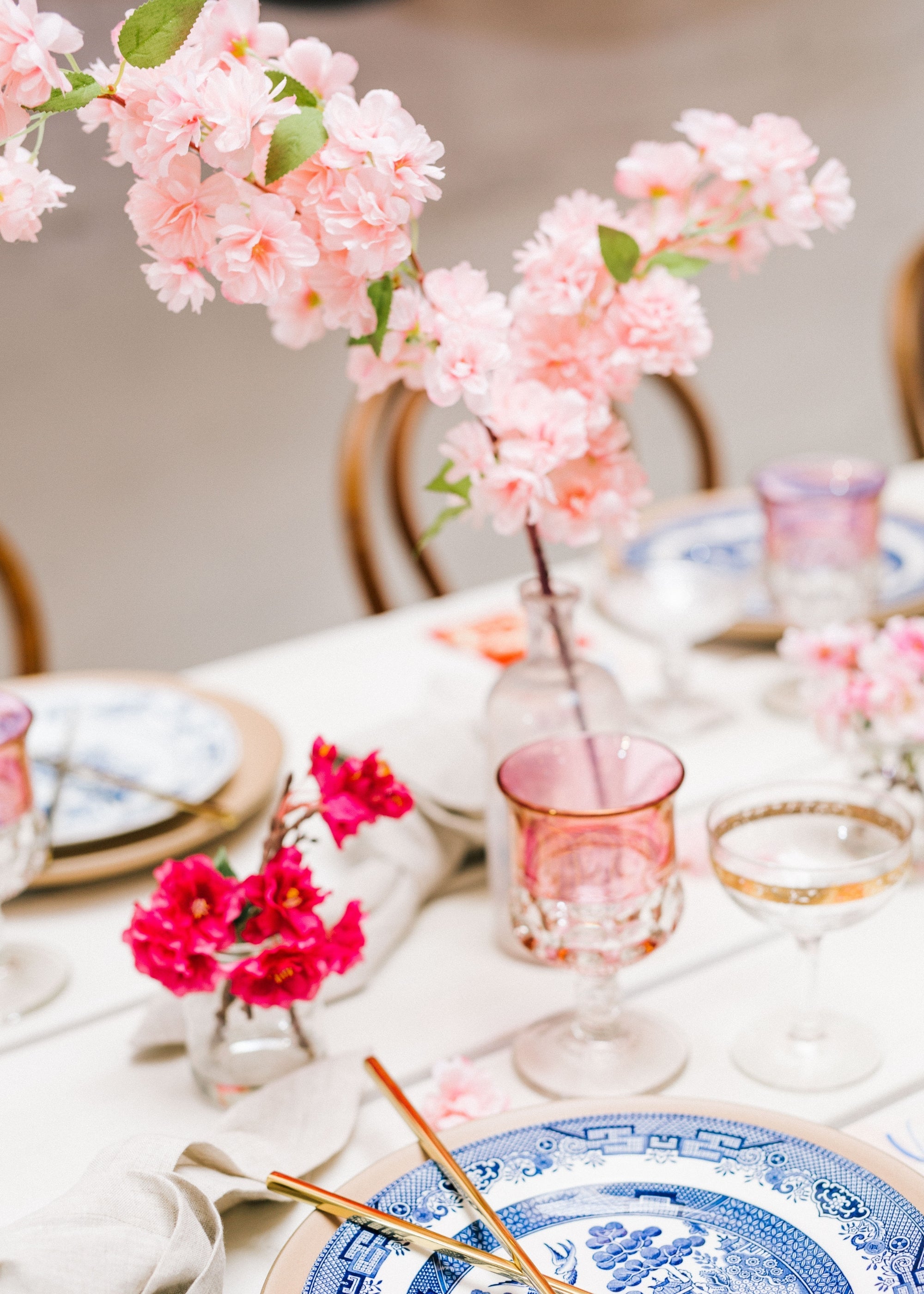 Pink Faux Cherry Blossom Branch for Vase Styling