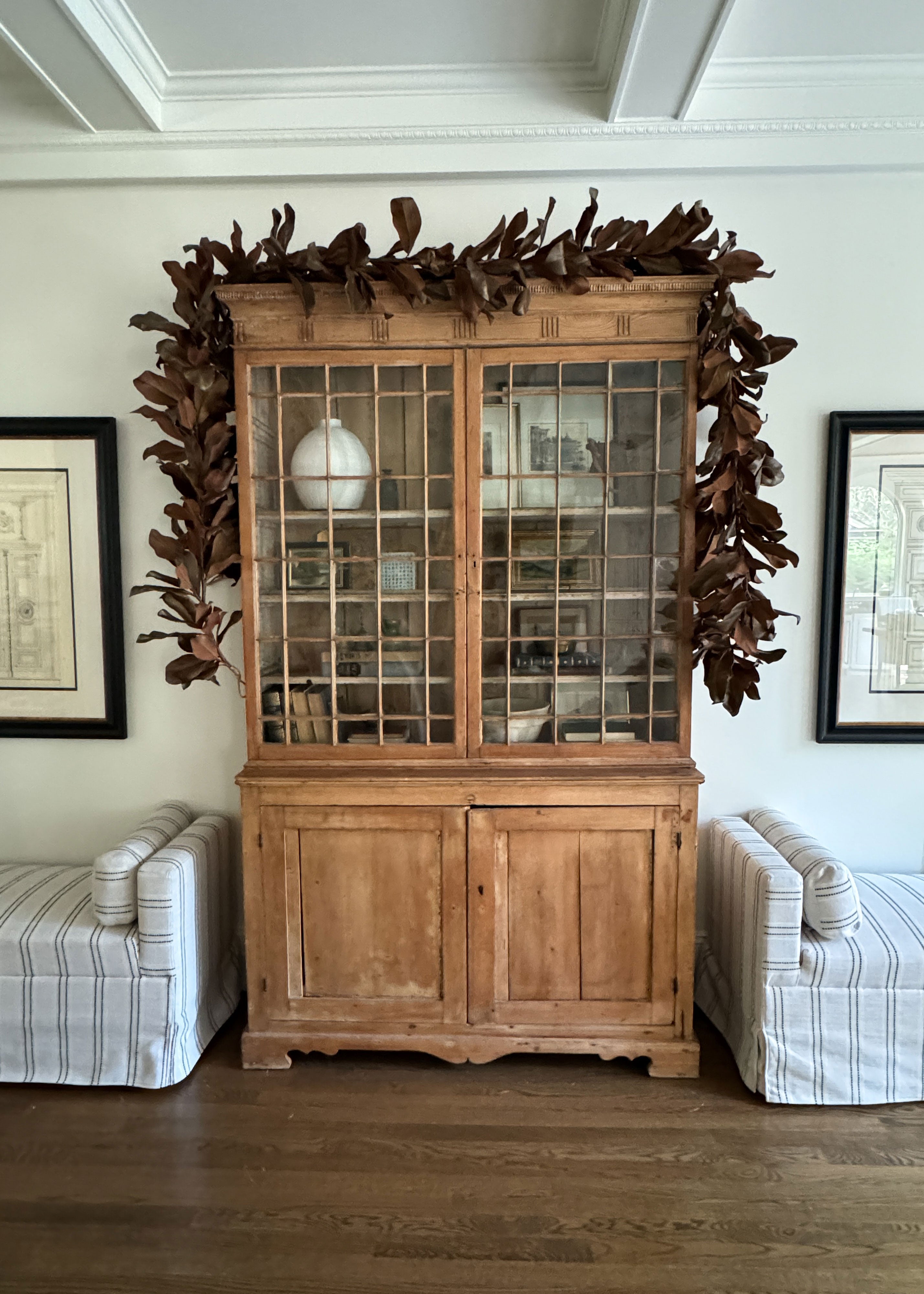 Brown Faux Magnolia Garland for Mantels and Seasonal Decor
