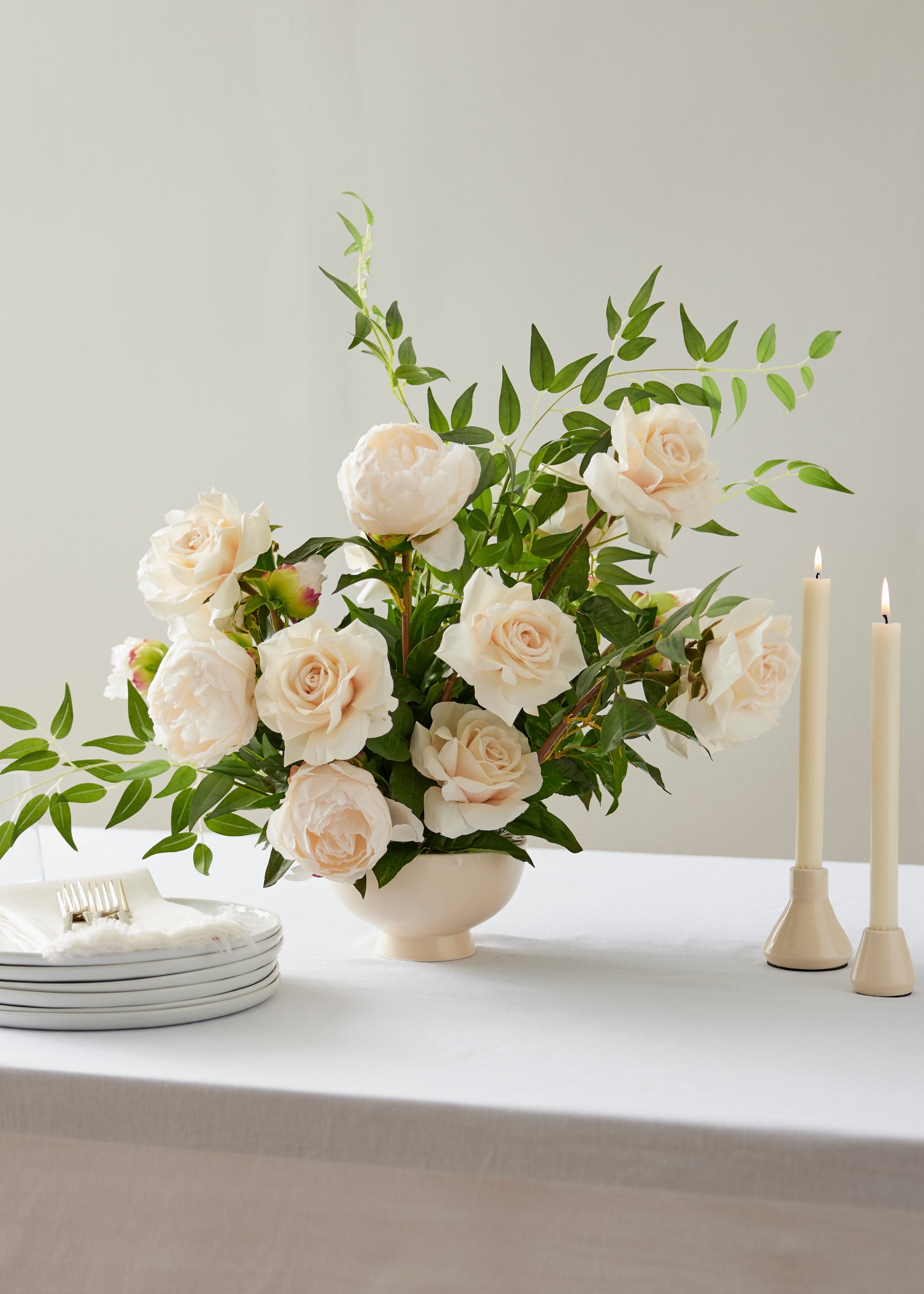 Beige Real Touch Rose Stem for Vase Styling