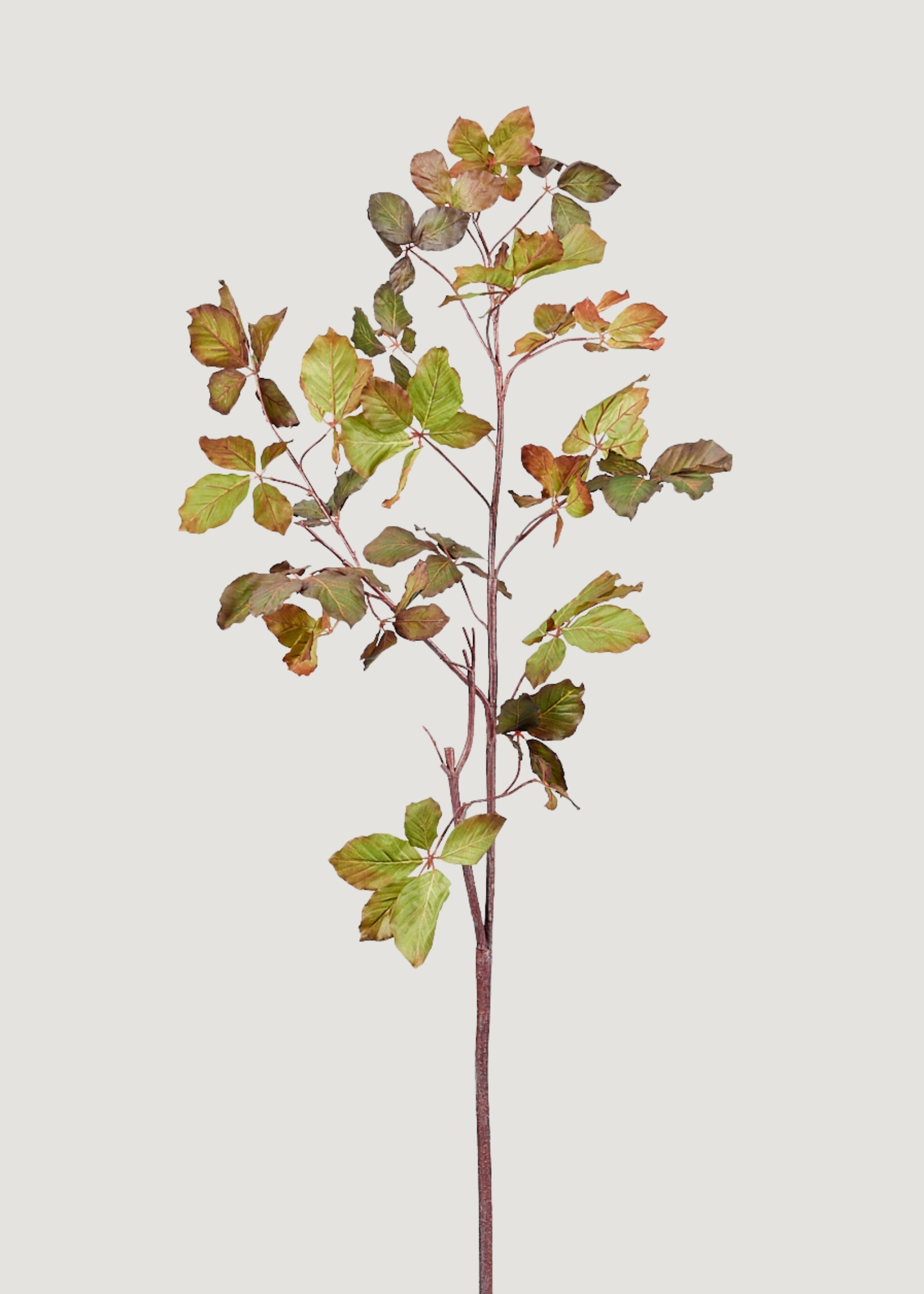 Faux Tall Burgundy Green Chestnut Leaf Branch for Seasonal Vase Styling