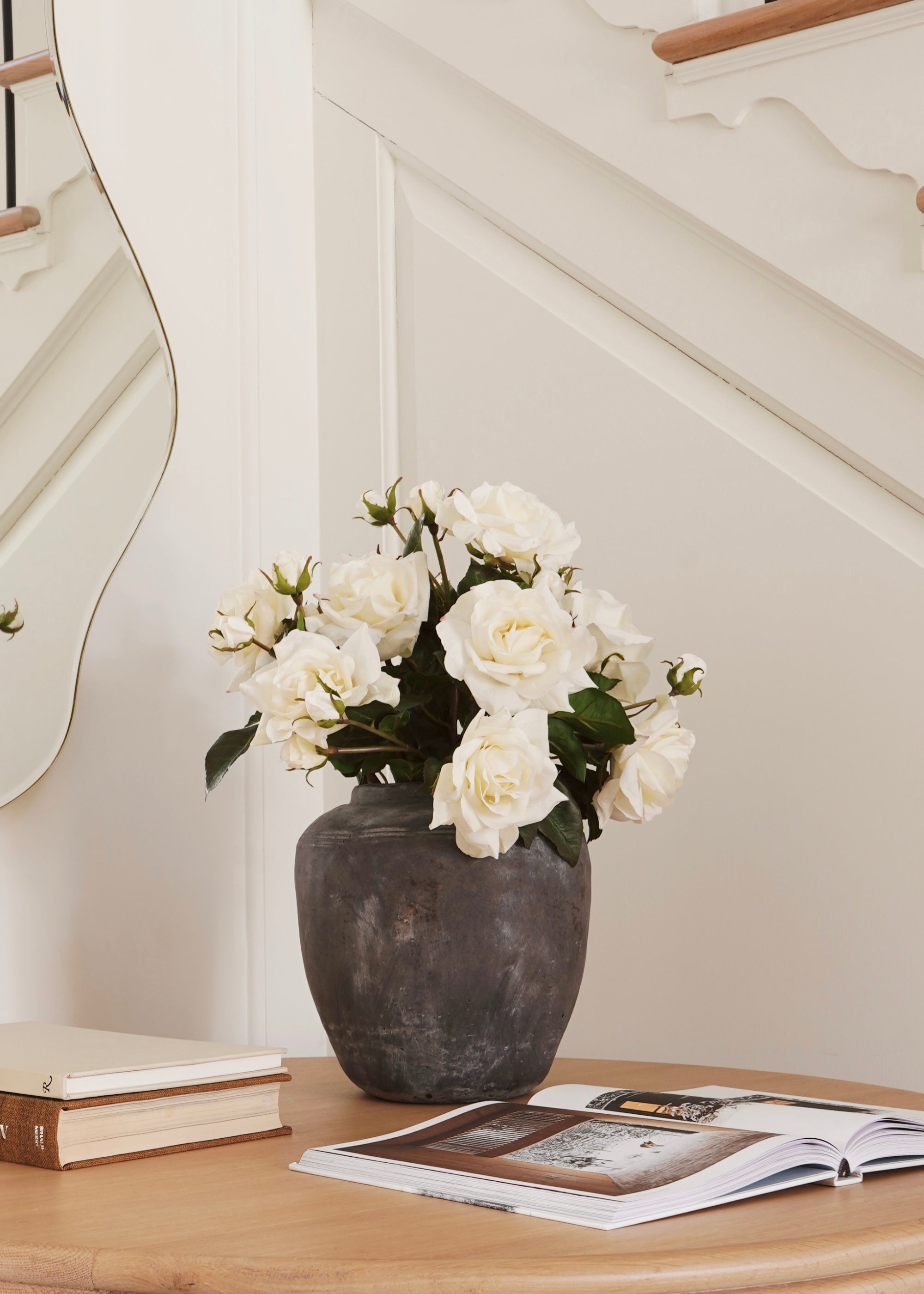 White Real Touch Rose Stem for Vase and Wedding Styling