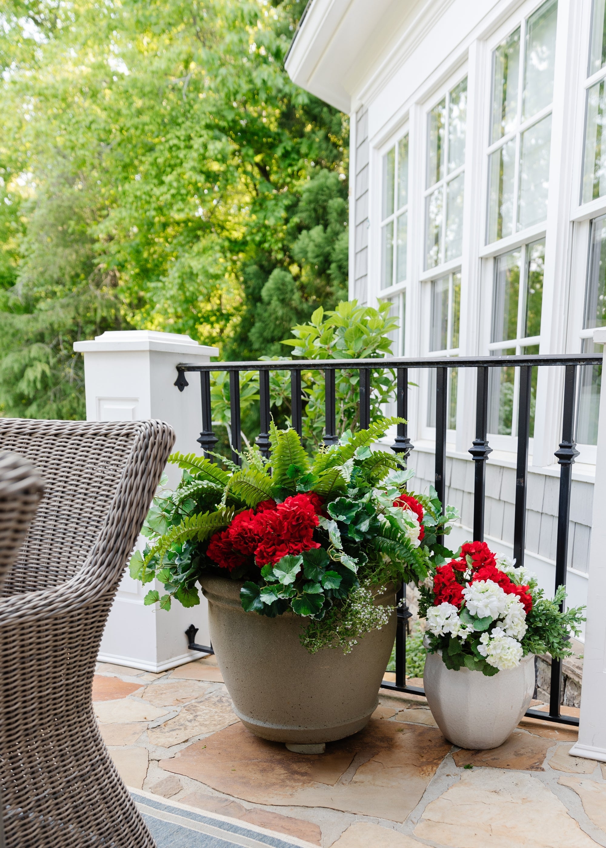 Faux Outdoor | Water Resistant Outdoor Red Geranium Bush for Vase Styling