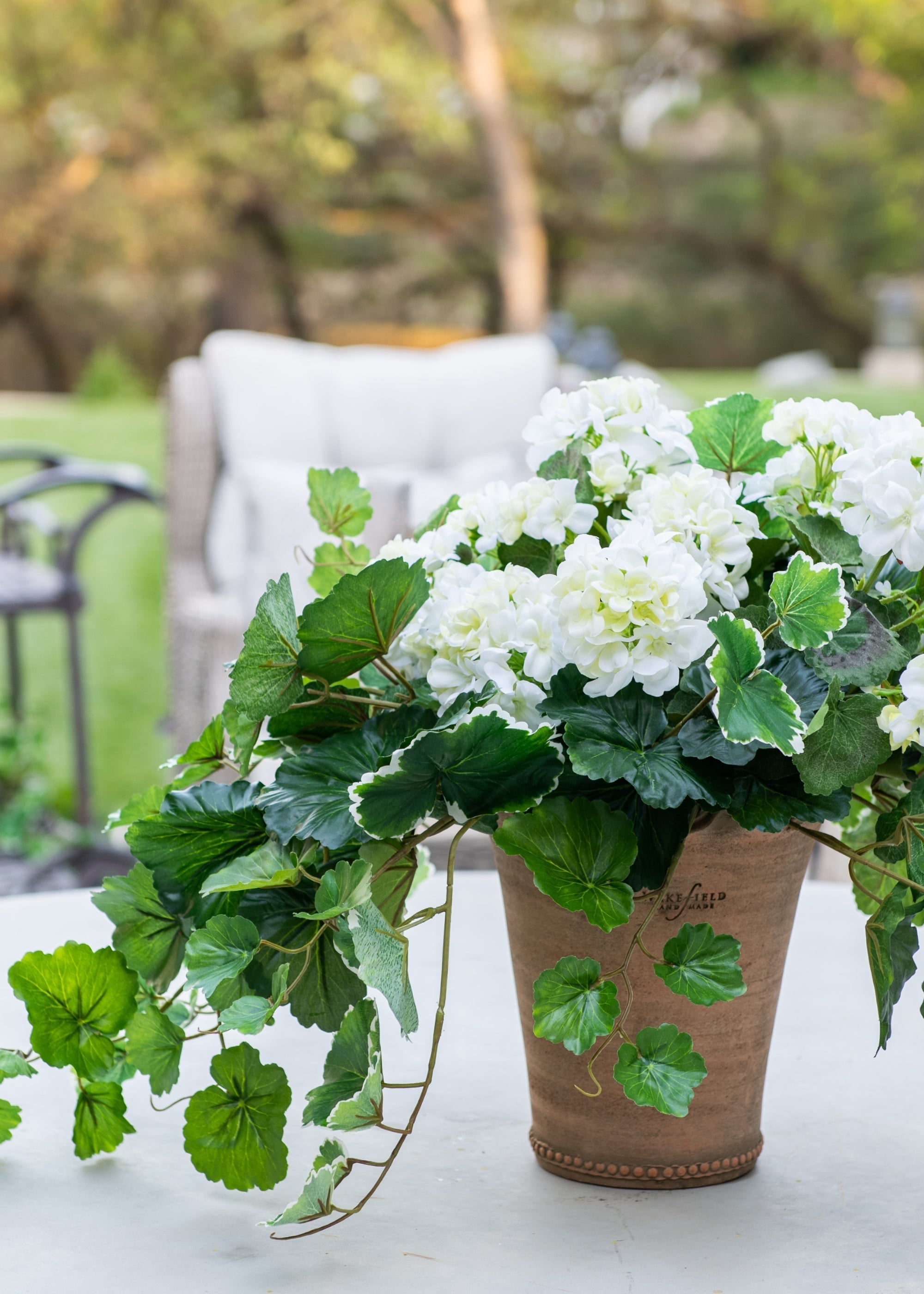 Faux Uv Resistant Outdoor Hanging Geranium Bush for Vase Styling
